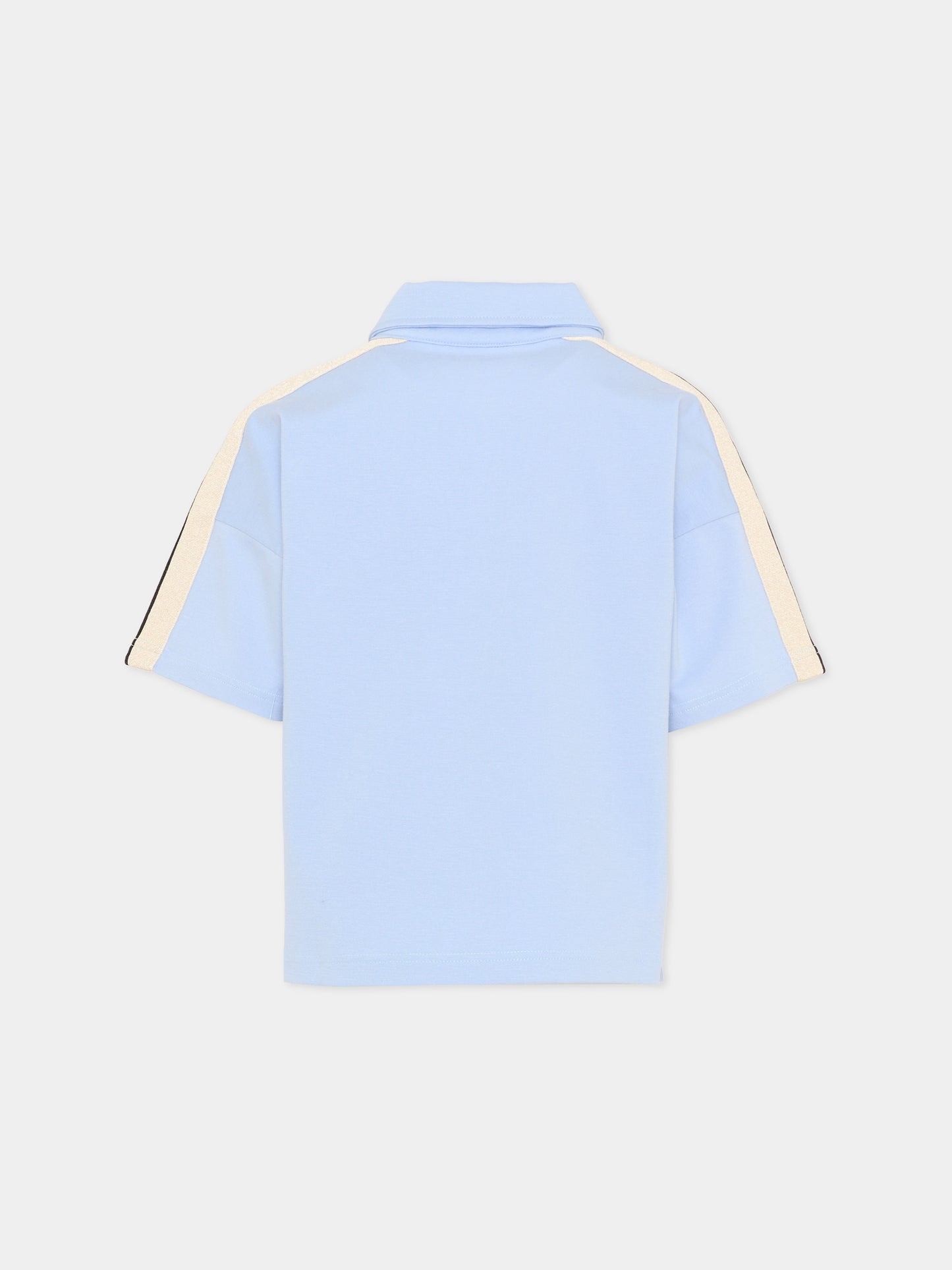 Polo azzurra per bambino con bande,Palm Angels,PBBD013S26FLE001 960