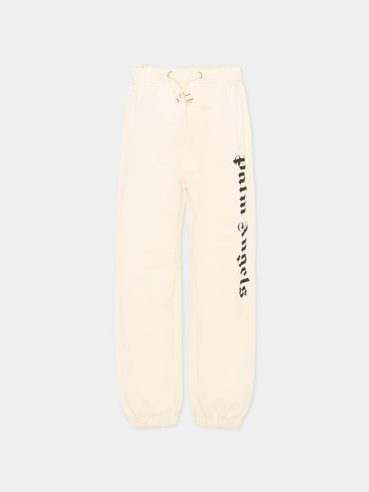 Pantaloni sportivi avorio Palm Angels,Palm Angels,PBCH008S26FLE001 002