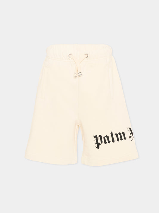 Shorts sportivi avorio Palm Angels,Palm Angels,PBCI006S26FLE001 002