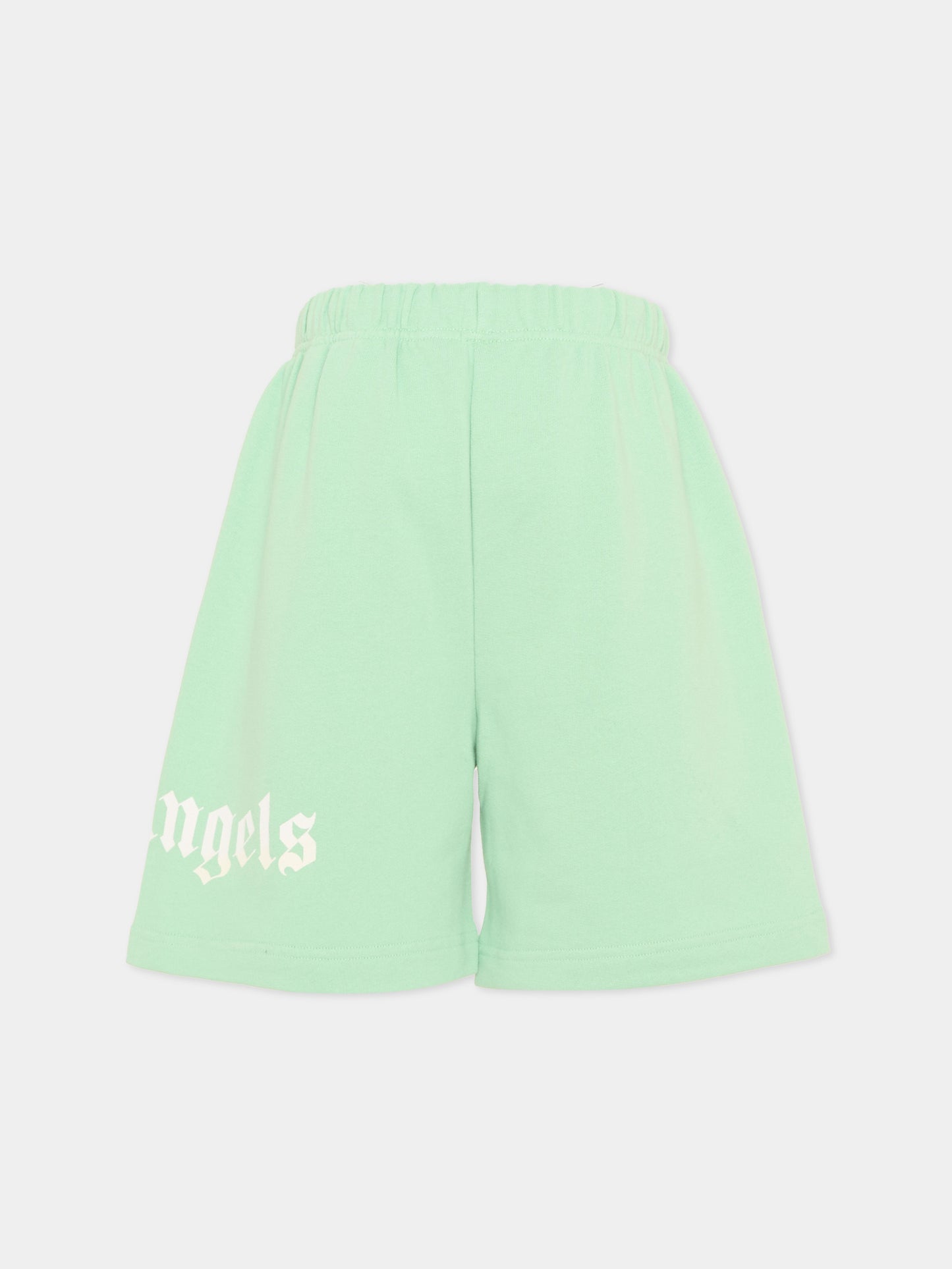 Shorts sportivi verdi per bambini con logo,Palm Angels,PBCI006S26FLE001 080