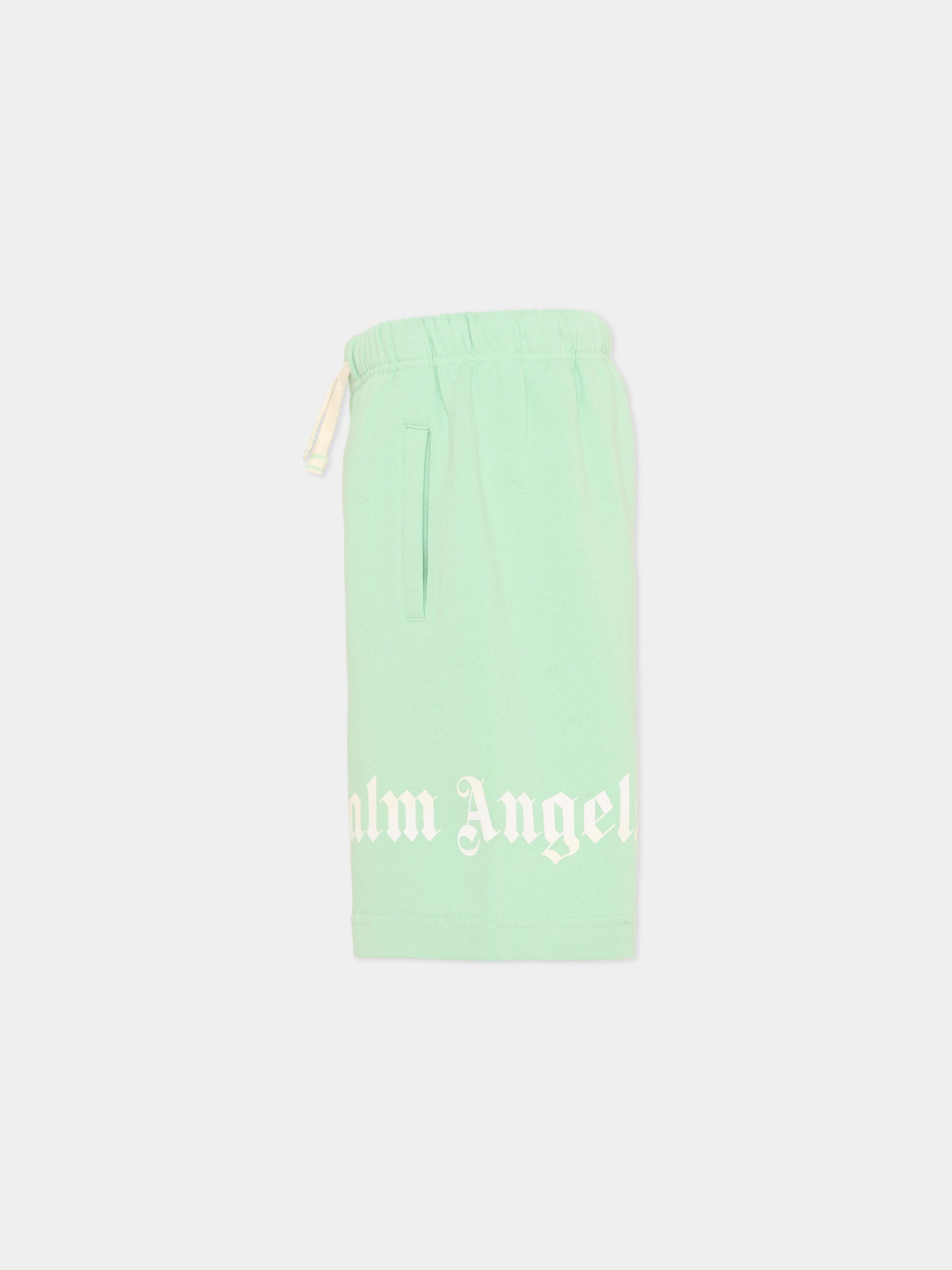 Shorts sportivi verdi per bambini con logo,Palm Angels,PBCI006S26FLE001 080