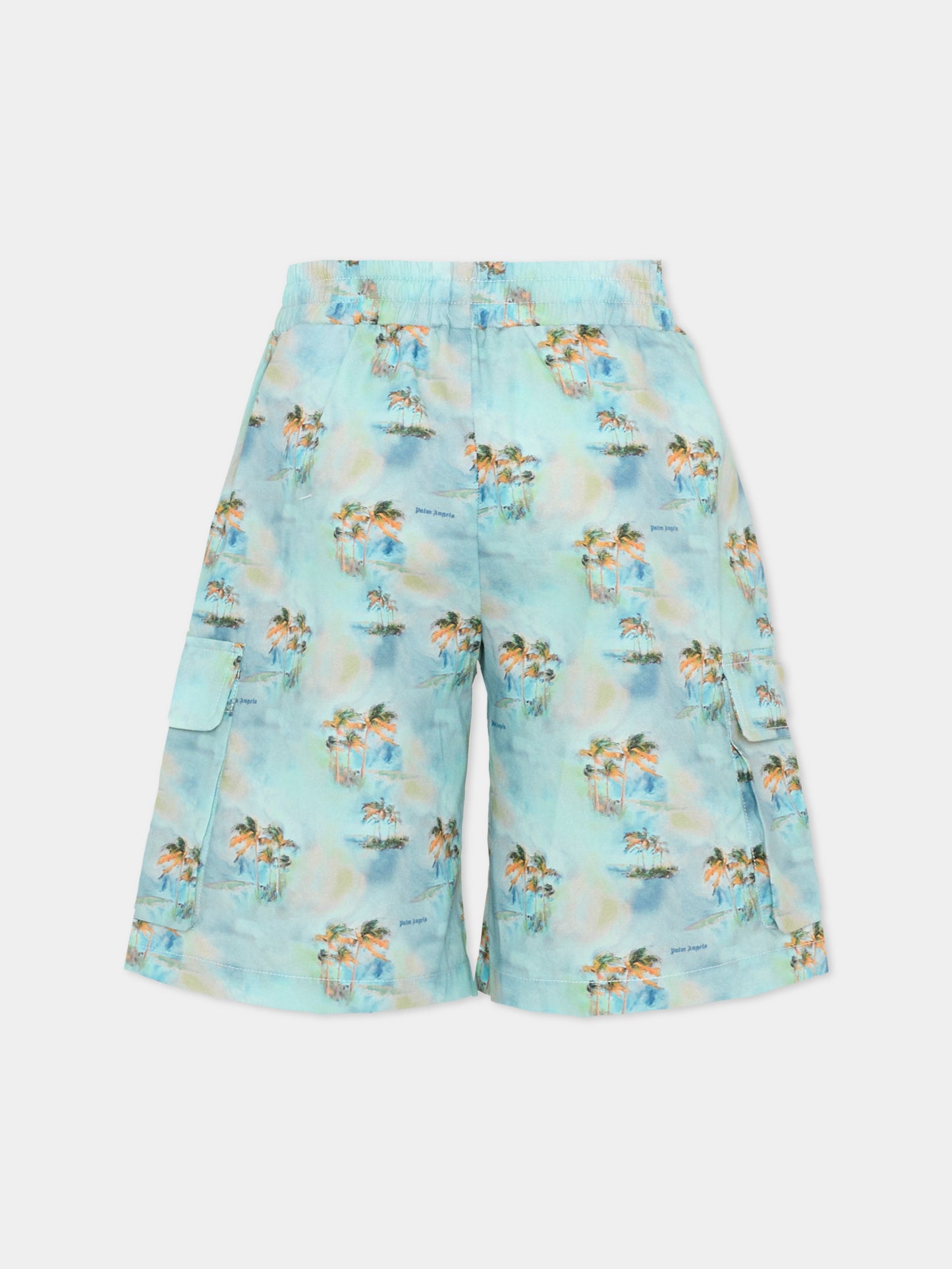 Shorts azzurri per bambino con palme,Palm Angels,PBCS002S26FAB001 960