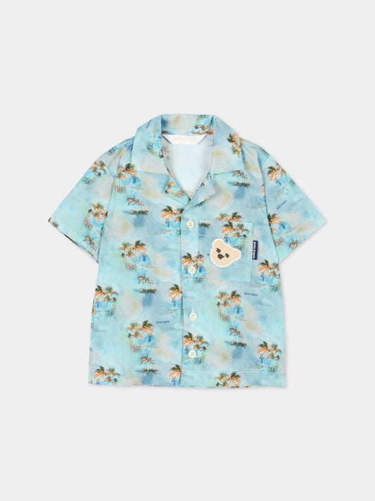 Camicia azzurra per neonato con palme,Palm Angels,PBDX001S26FAB001 960