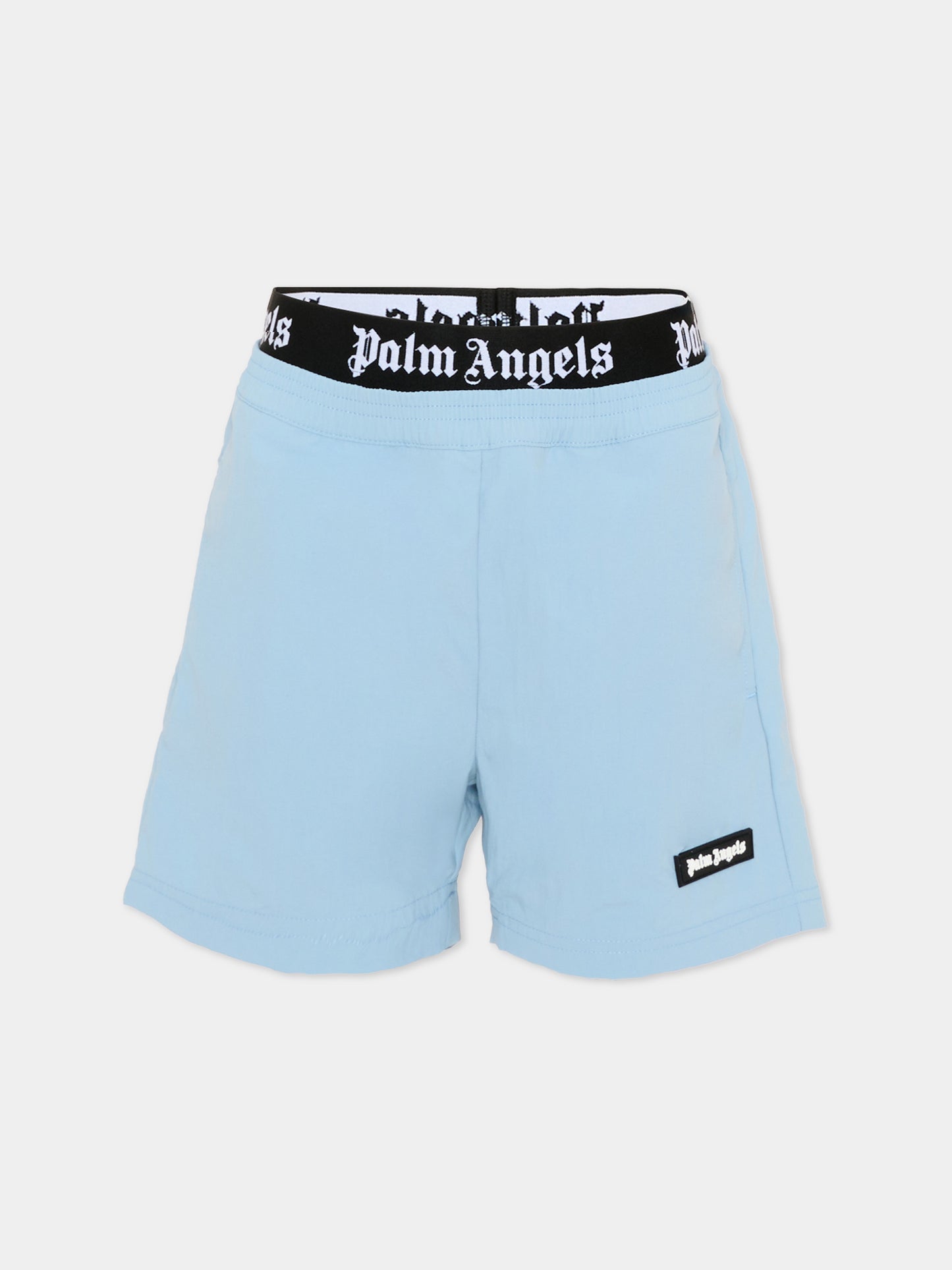 Boxer mare azzurro per bambino con logo,Palm Angels,PBFD005S26FAB001 960