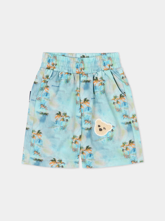 Shorts azzurro per neonato con palme,Palm Angels,PBX8001S26FAB001 960