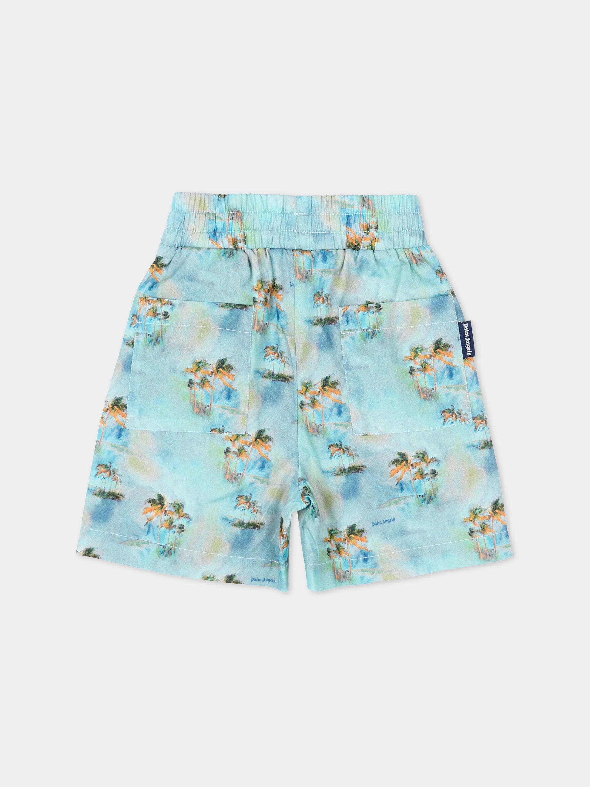 Shorts azzurro per neonato con palme,Palm Angels,PBX8001S26FAB001 960