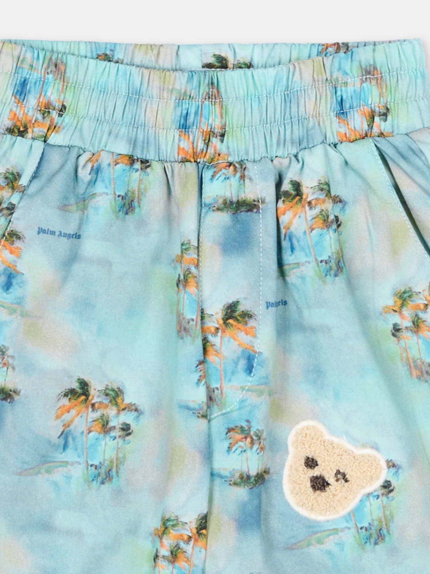 Shorts azzurro per neonato con palme,Palm Angels,PBX8001S26FAB001 960