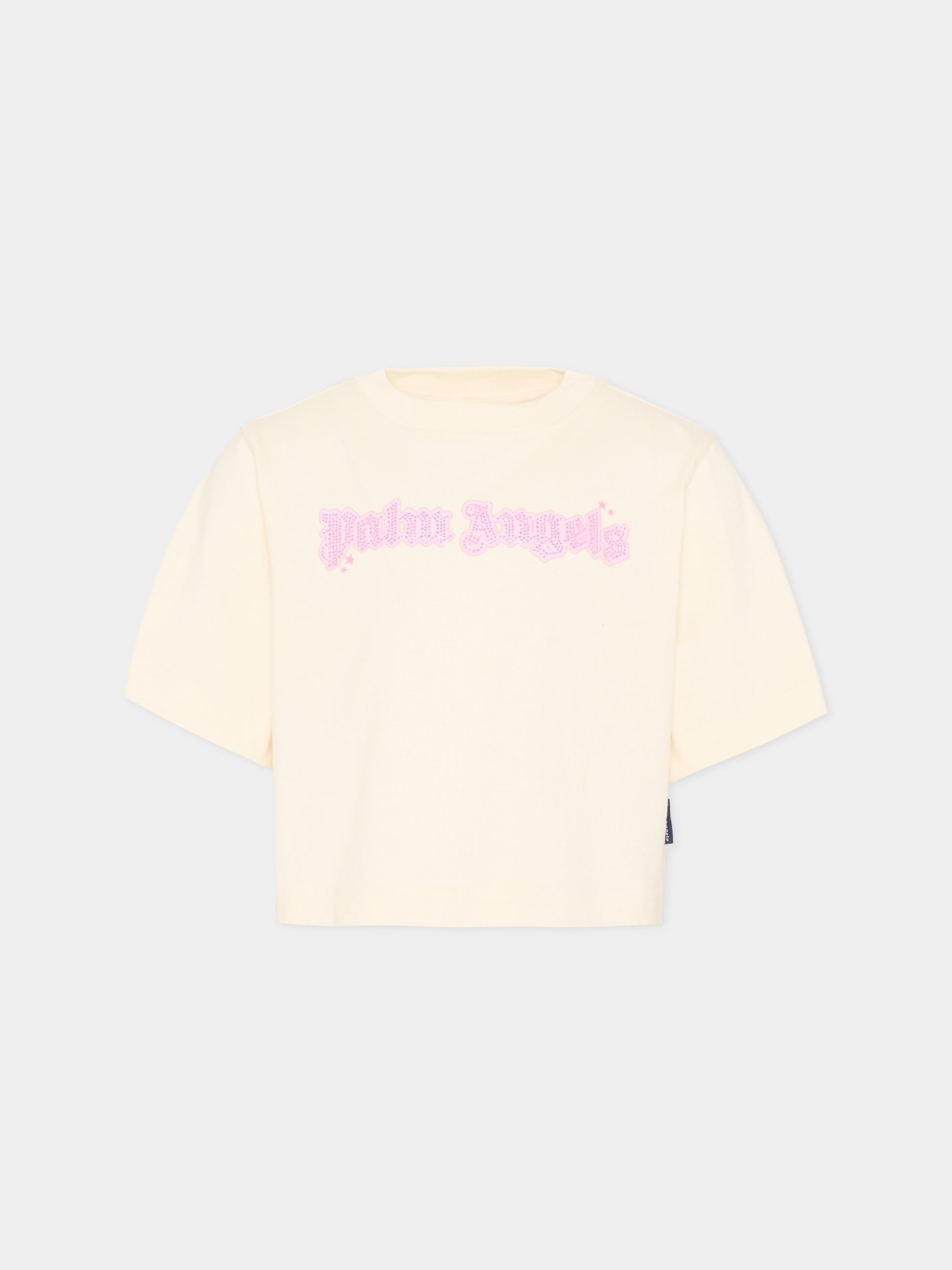 T-Shirt avorio Palm Angels per bambina,Palm Angels,PGAA004S26JER001 002