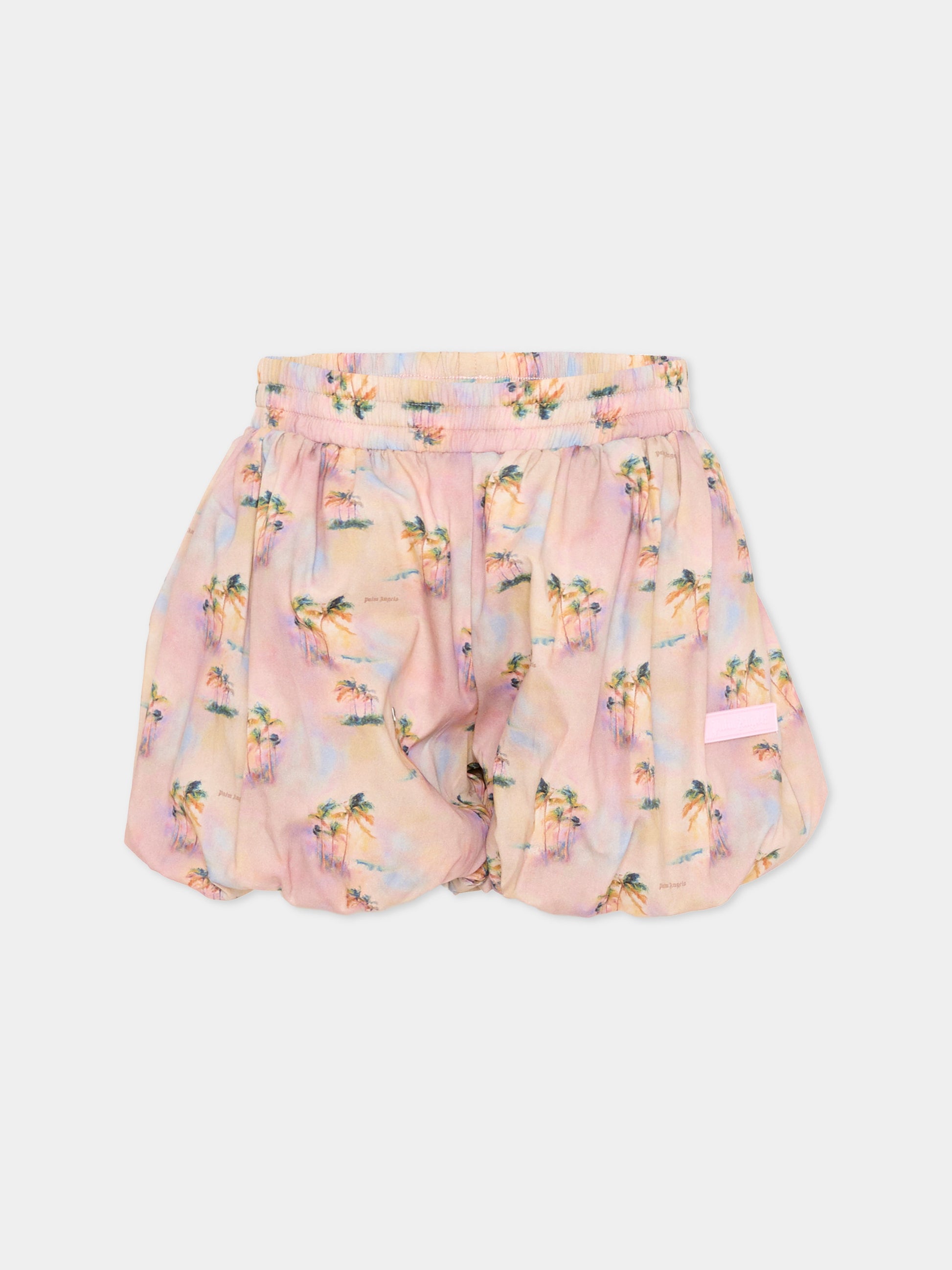 Shorts rosa per bambina con palme,Palm Angels,PGCB009S26FAB001 042