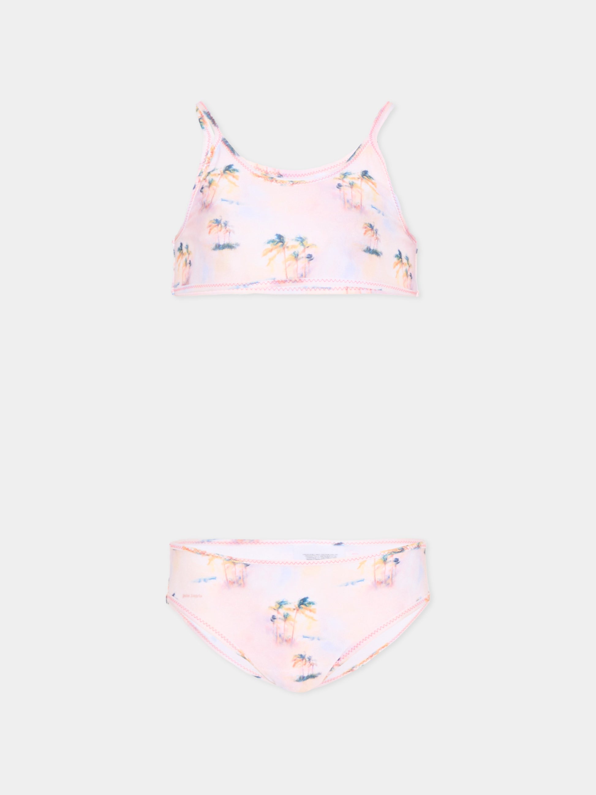 Slip e bikini rosa con palme per bambina,Palm Angels,PGFE004S26JER001 042