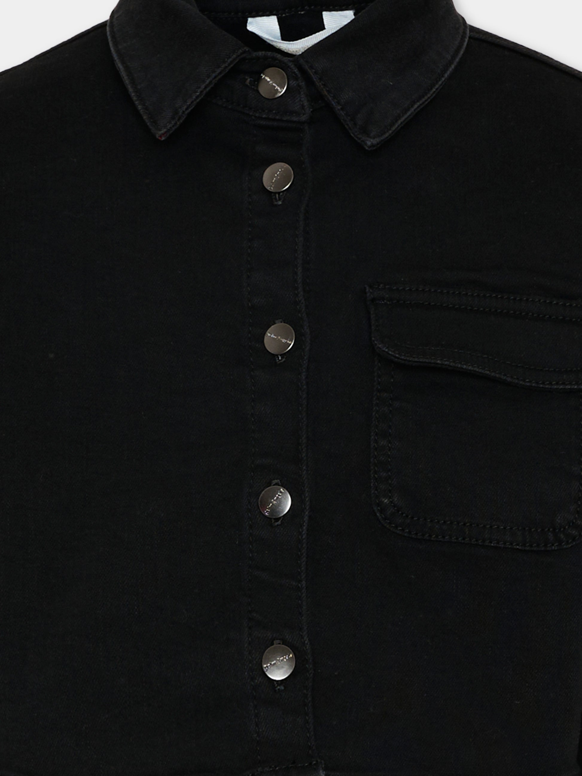 Giubbotto di jeans nero per bambina con logo,Palm Angels,PGGE007S26FAB001 110