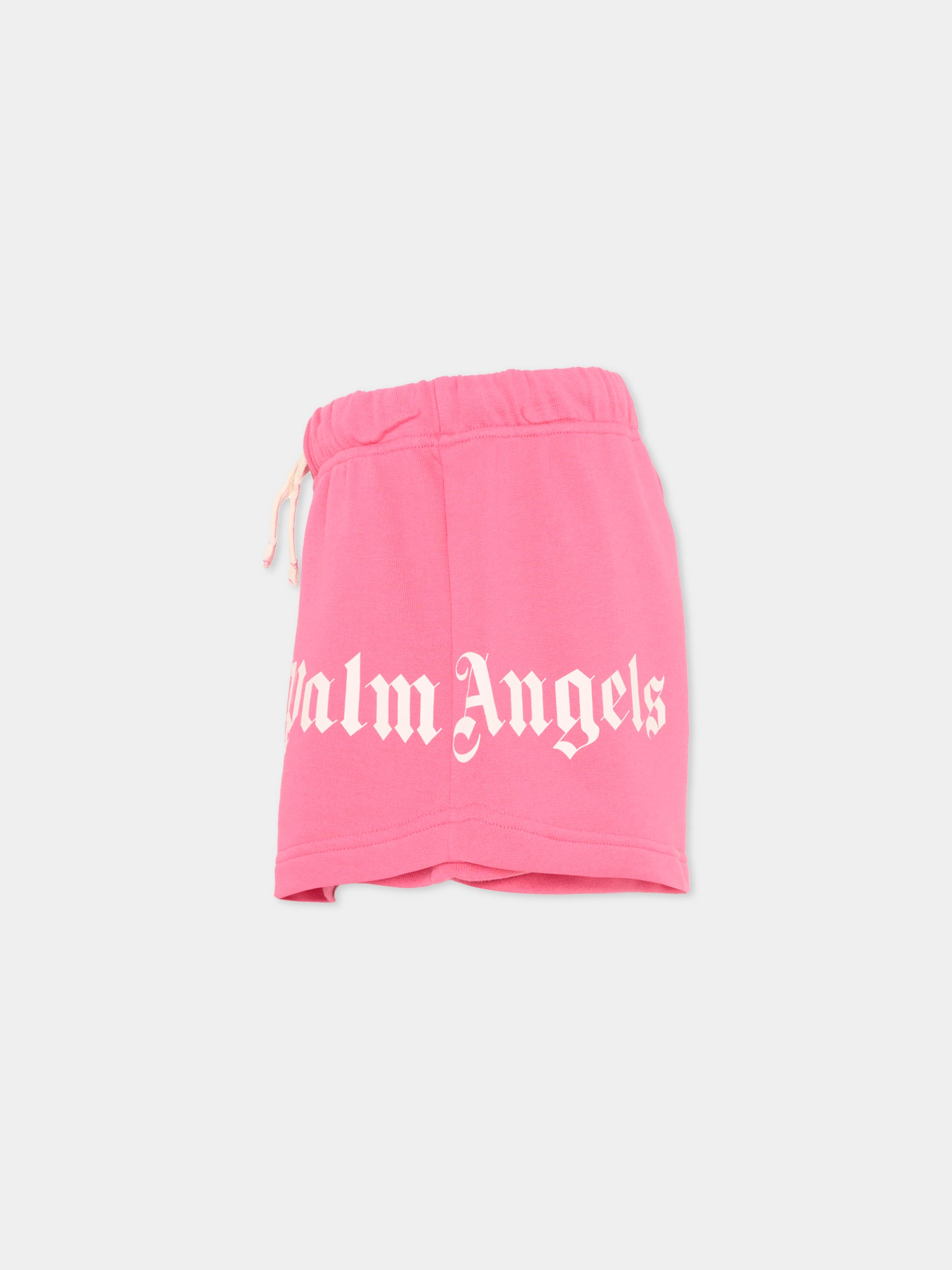 Shorts sportivi fucsia per bambina con logo,Palm Angels,PGCI005S26FLE002 044
