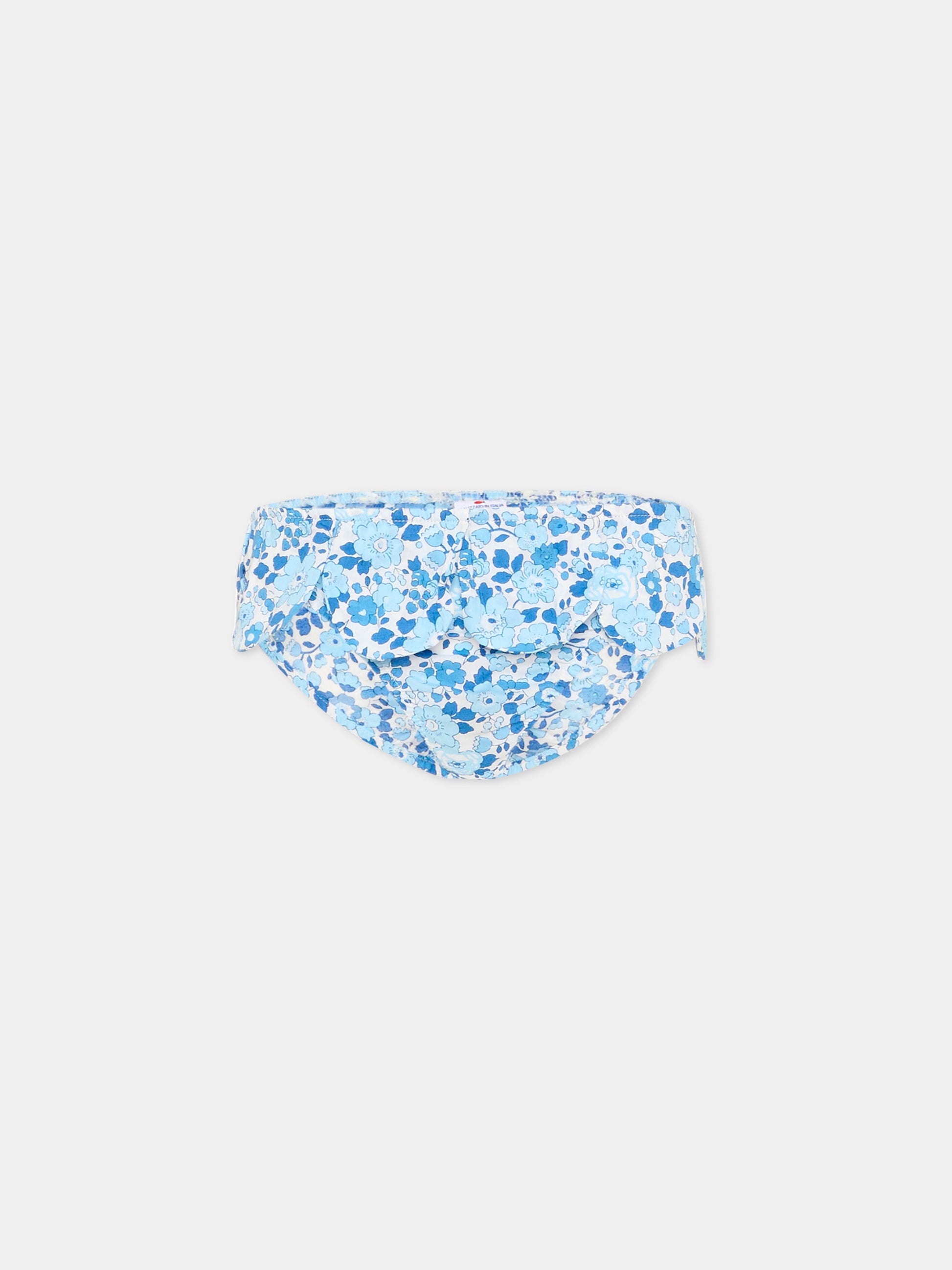 Slip bikini celeste per bambina floreale,Pesciolino Rosso,F9 S 177
