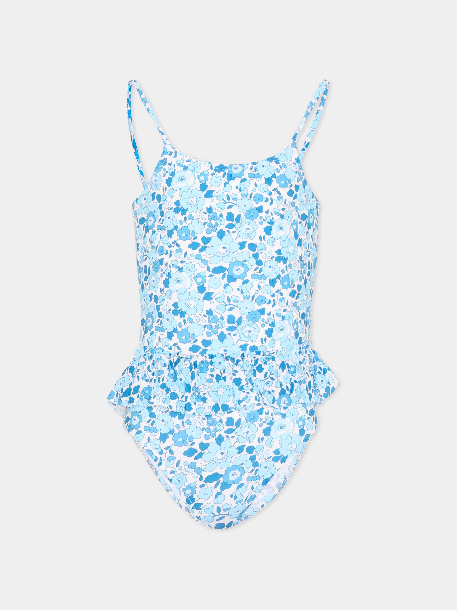 Costume intero celeste per bambina floreale,Pesciolino Rosso,INLY06 S 177