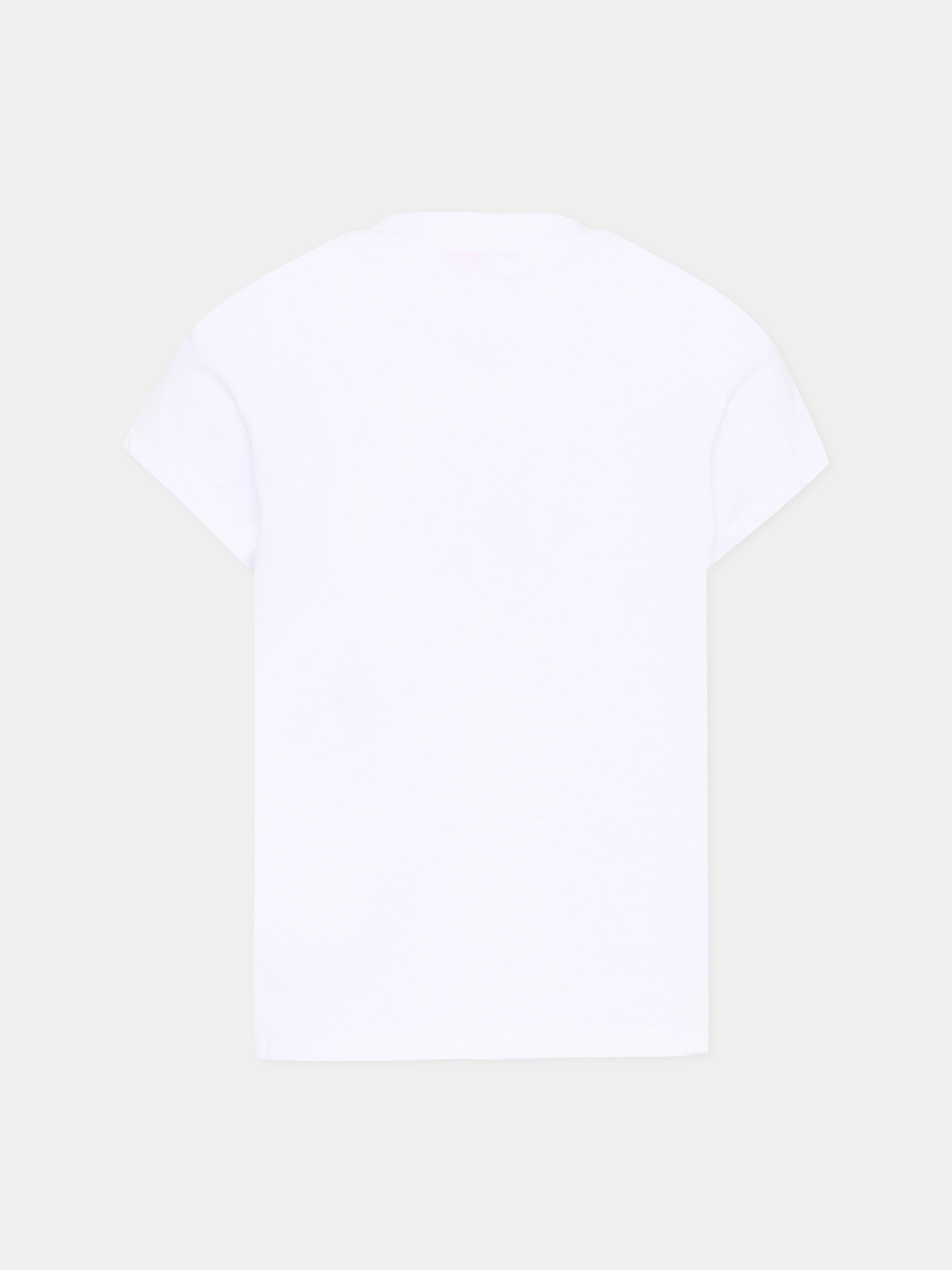 T-shirt bianca per bambina con tasca vichy,Pesciolino Rosso,TSF NEW PATCH S 186