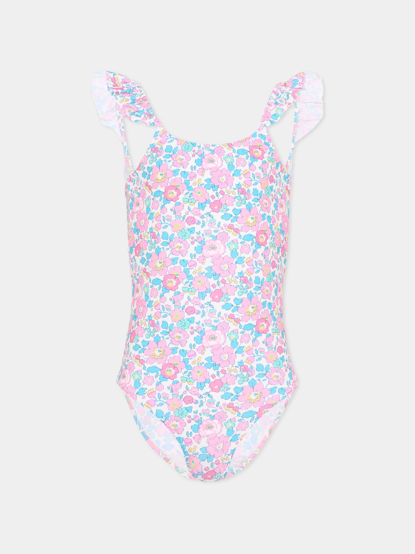 Costume intero multicolor per bambina a fiori,Pesciolino Rosso,INLY05 S 164