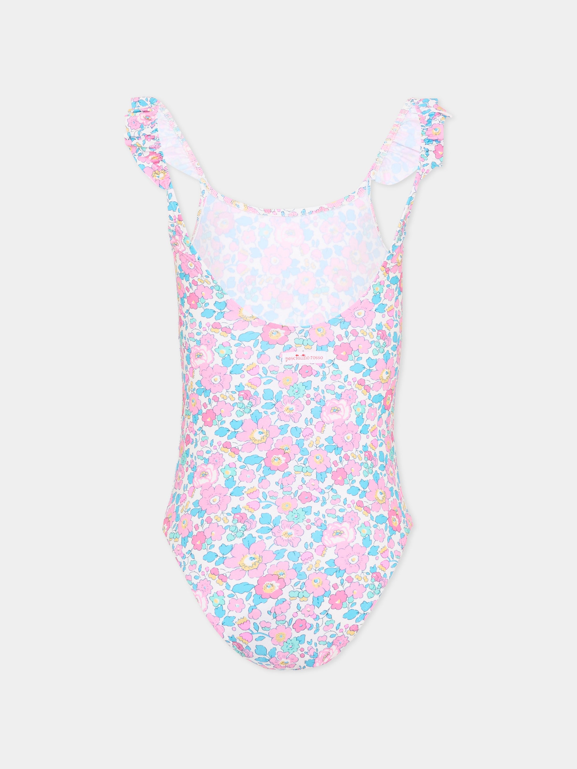 Costume intero multicolor per bambina a fiori,Pesciolino Rosso,INLY05 S 164