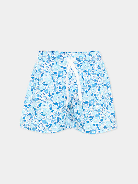 Boxer mare azzurro per bambino floreale,Pesciolino Rosso,M3 S 177