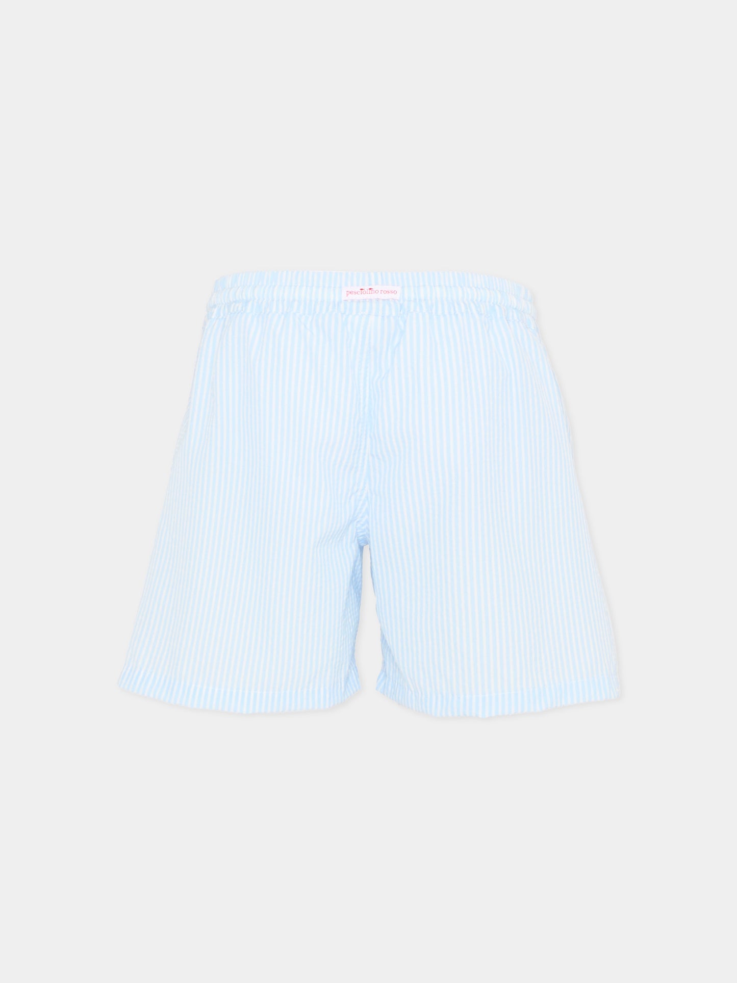 Boxer mare azzurro per bambino a righe,Pesciolino Rosso,M8 RIGA AZZURRA