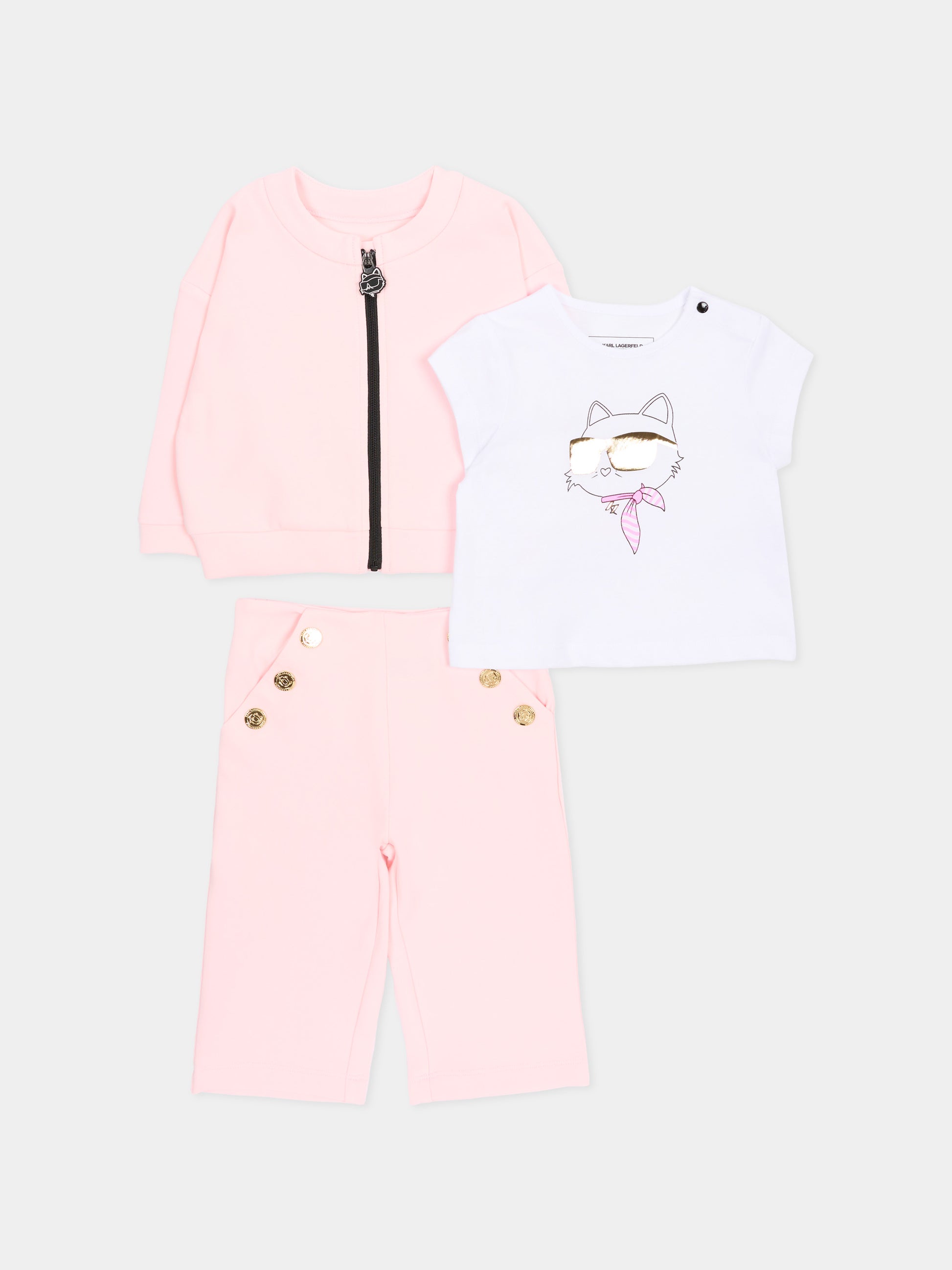Completo rosa per neonata con Choupette,Karl Lagerfeld Kids,Z31056 46F