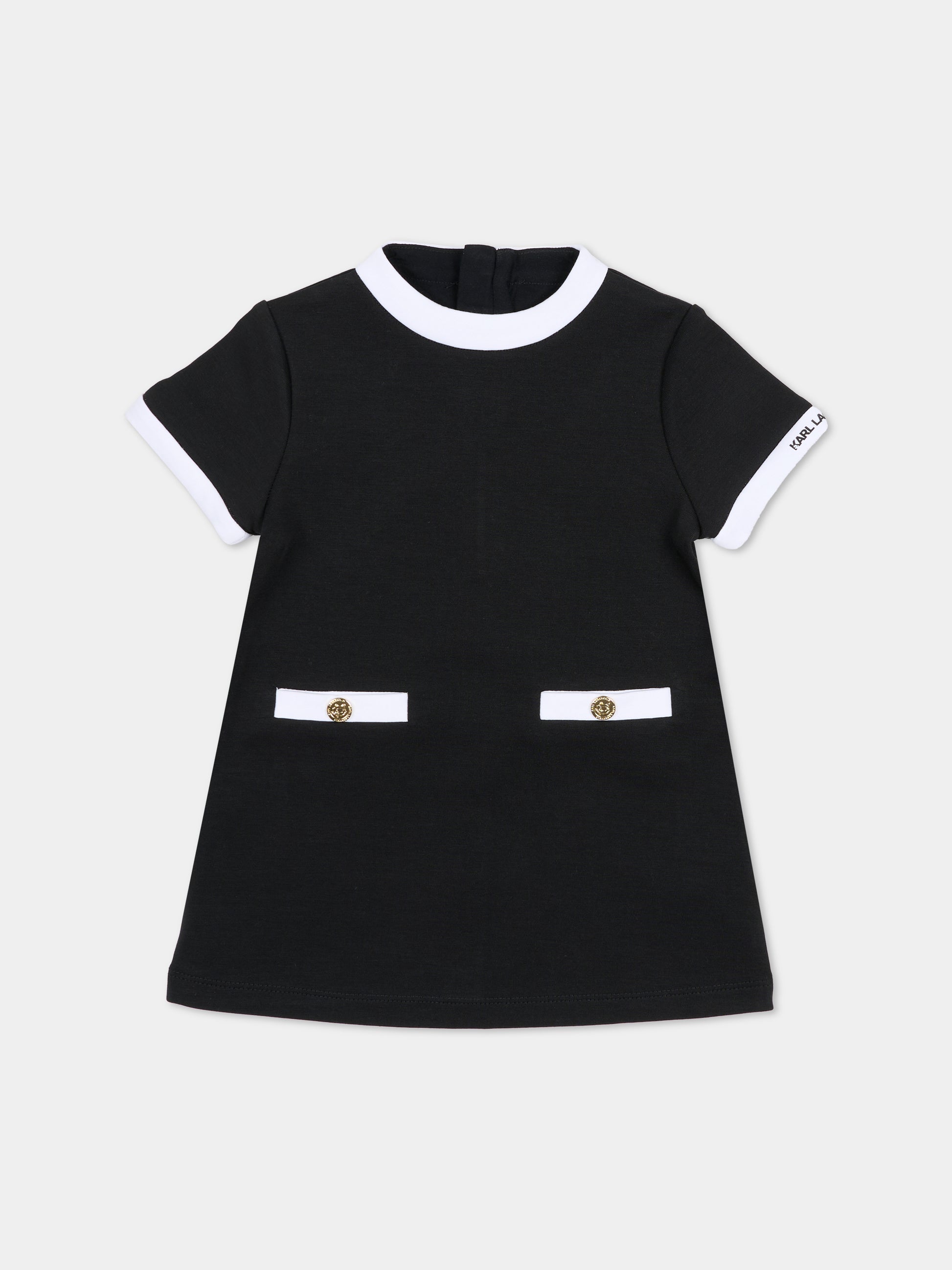 Vestito nero per neonata con logo,Karl Lagerfeld Kids,Z31062 09B
