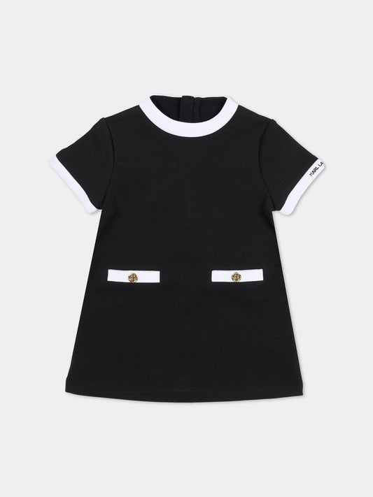 Vestito nero per neonata con logo,Karl Lagerfeld Kids,Z31062 09B