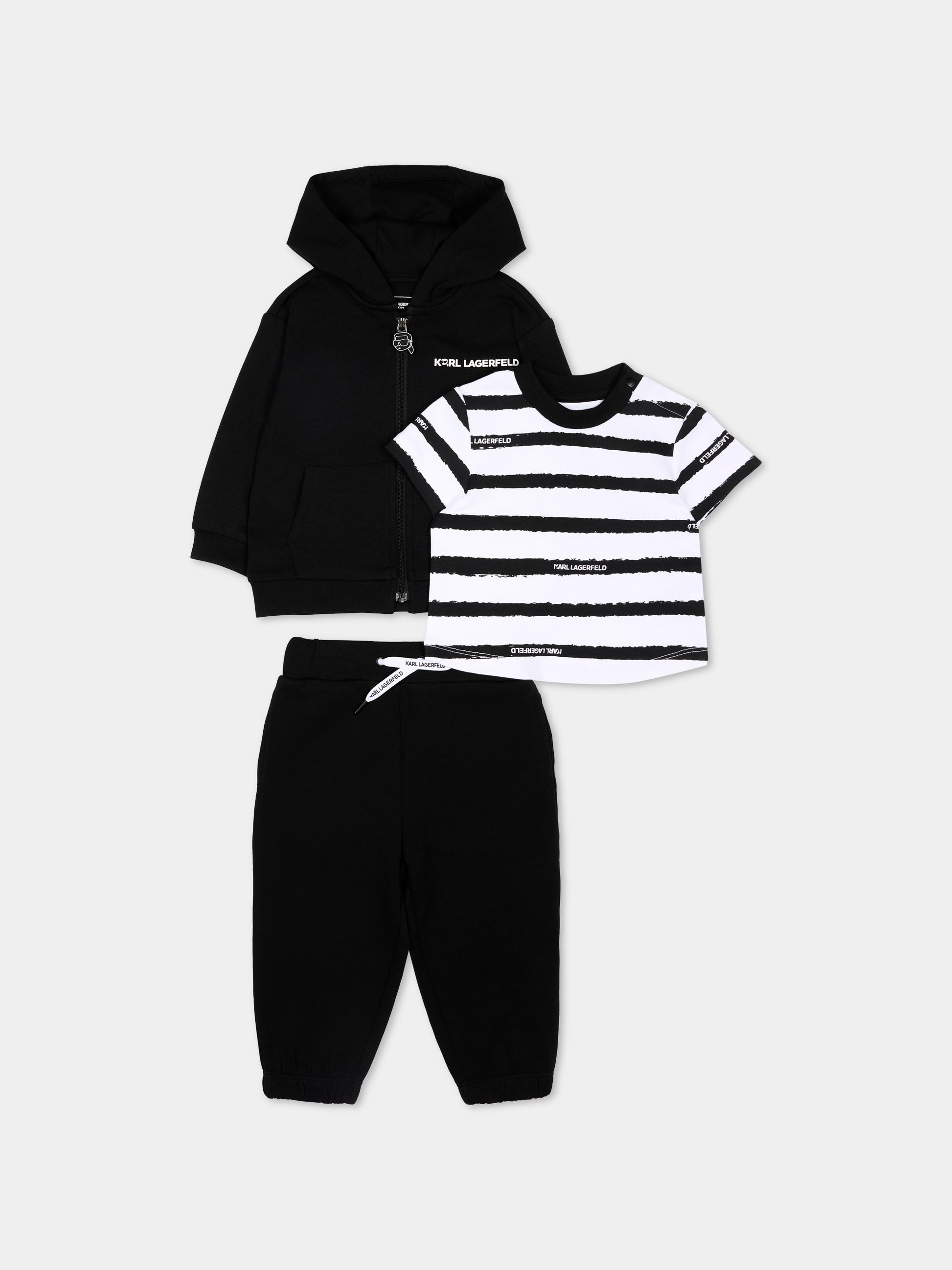 Completo sportivo nero per neonato con logo,Karl Lagerfeld Kids,Z31073 09B