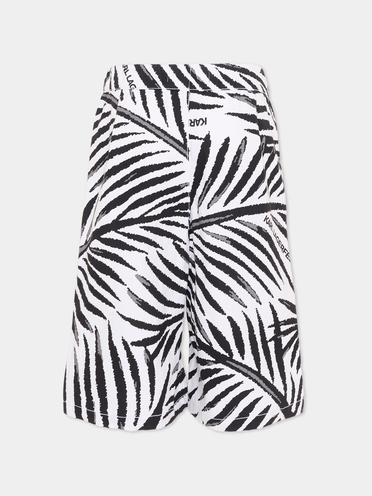 Shorts bianco per bambino con stampa foglie,Karl Lagerfeld Kids,Z31085 N50