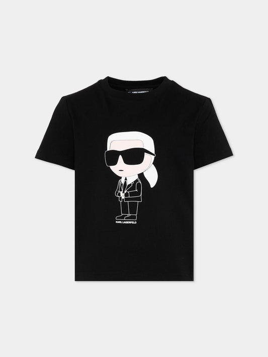 T-Shirt nera per bambino con Ikonik Karl,Karl Lagerfeld Kids,Z31096 09B