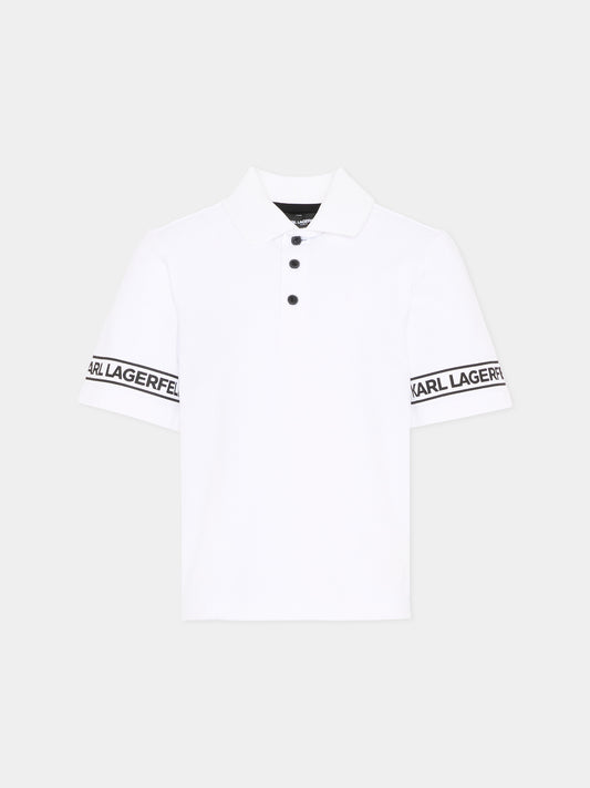 Polo bianca per bambino con logo,Karl Lagerfeld Kids,Z31099 10P