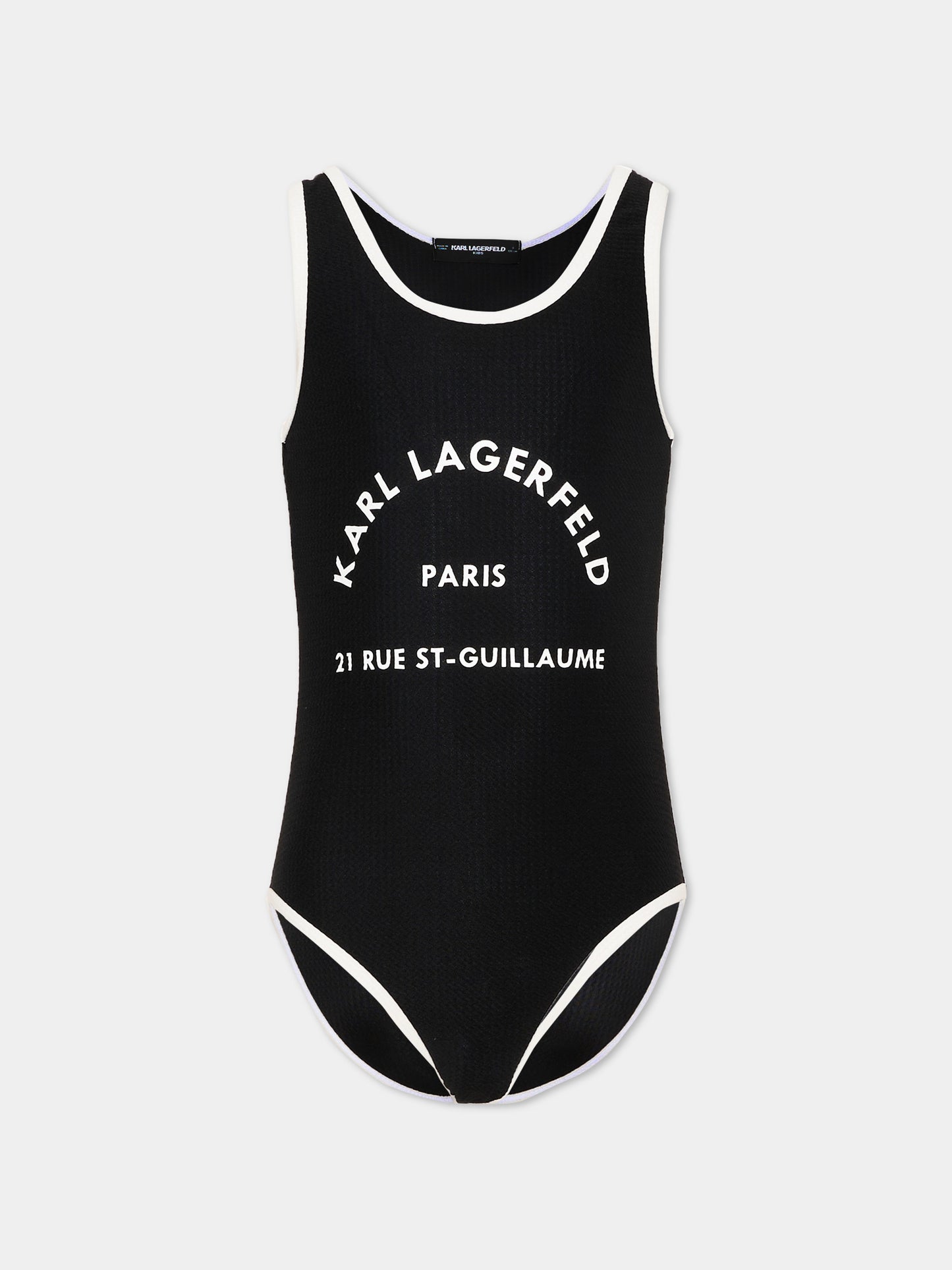 Costume intero nero per bambina con logo,Karl Lagerfeld Kids,Z31113 09B