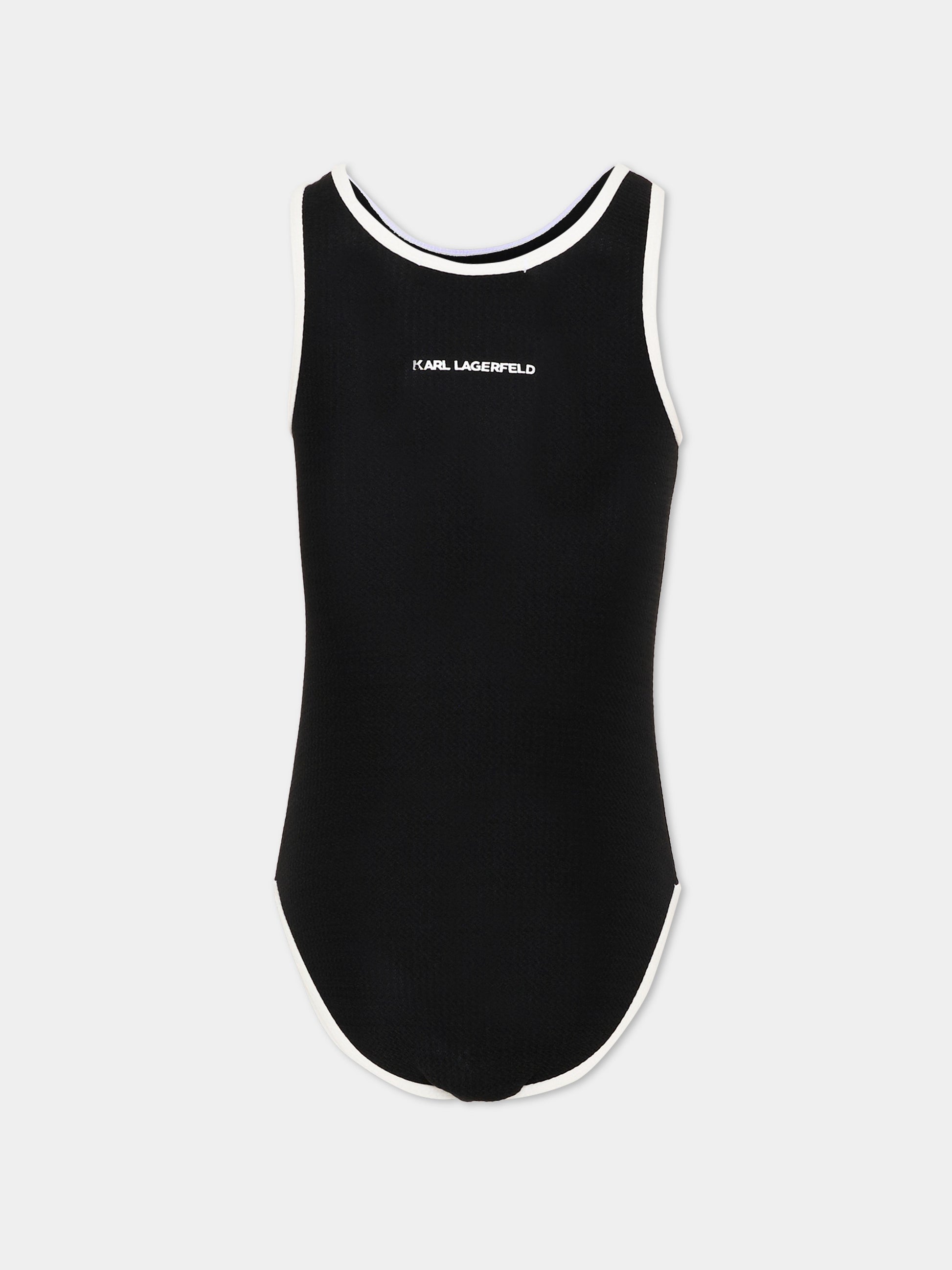 Costume intero nero per bambina con logo,Karl Lagerfeld Kids,Z31113 09B