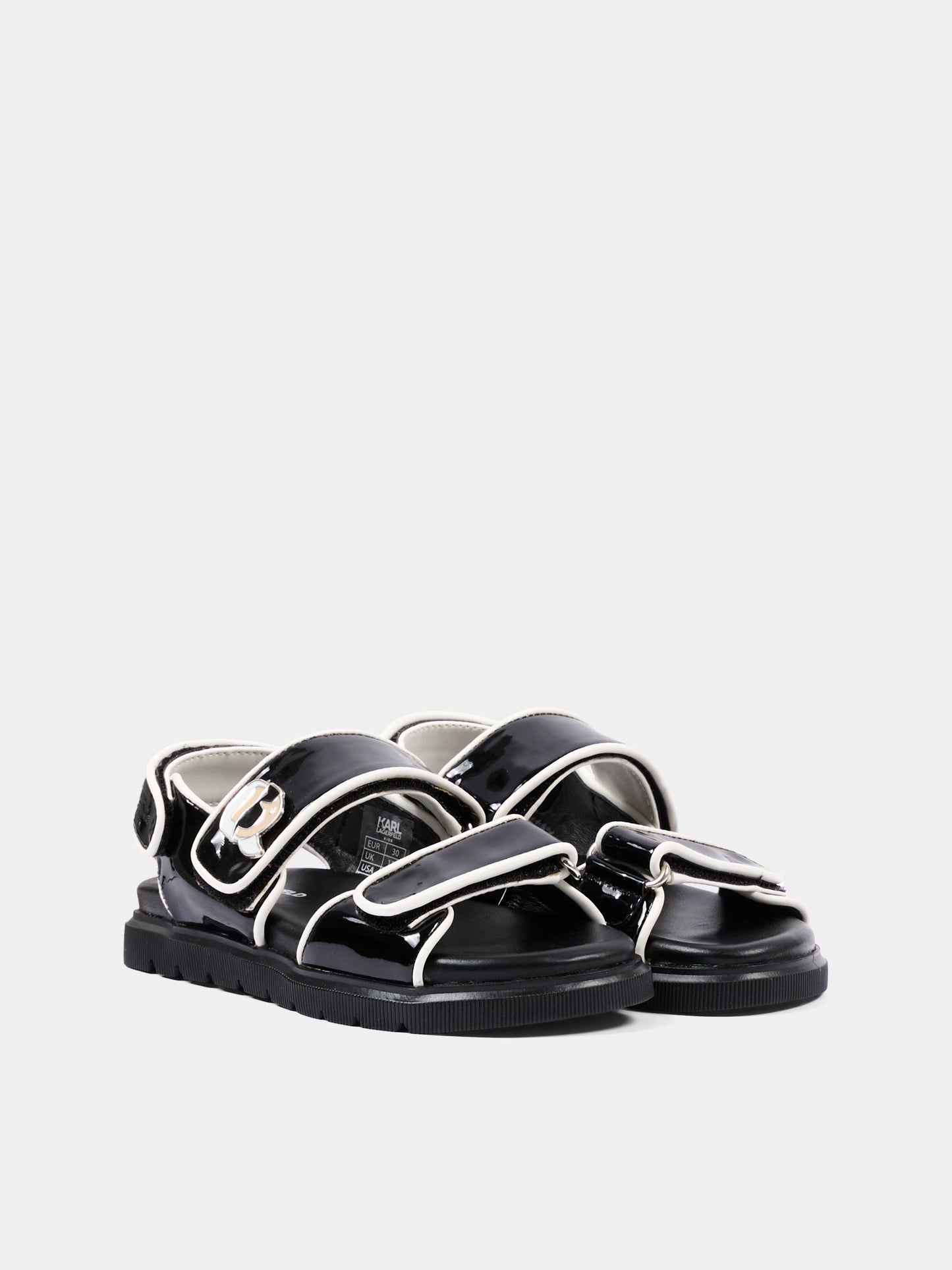 Sandali neri per bambina con Ikonik Karl e Choupette,Karl Lagerfeld Kids,Z31170 09B