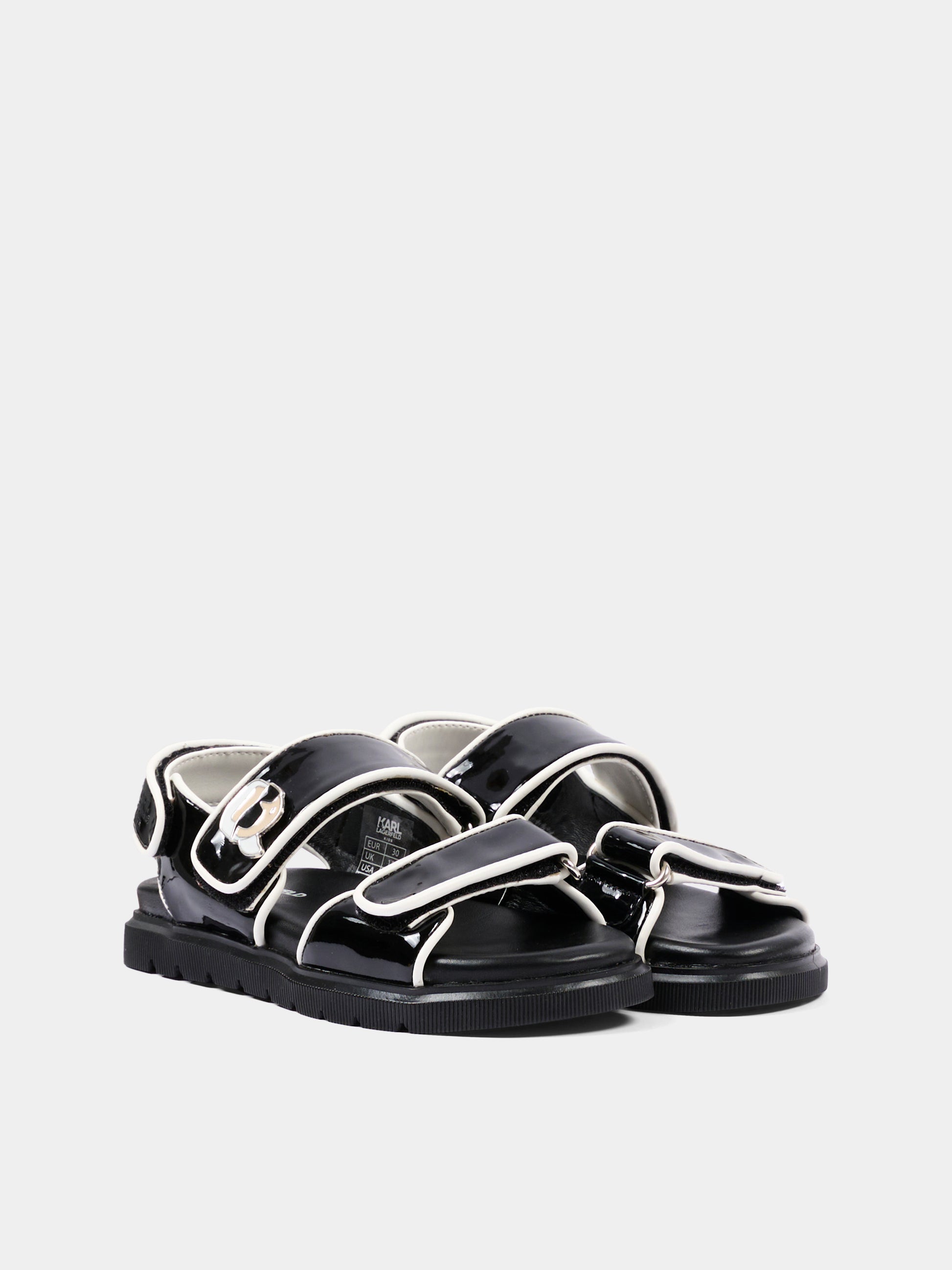 Sandali neri per bambina con Ikonik Karl e Choupette,Karl Lagerfeld Kids,Z31170 09B