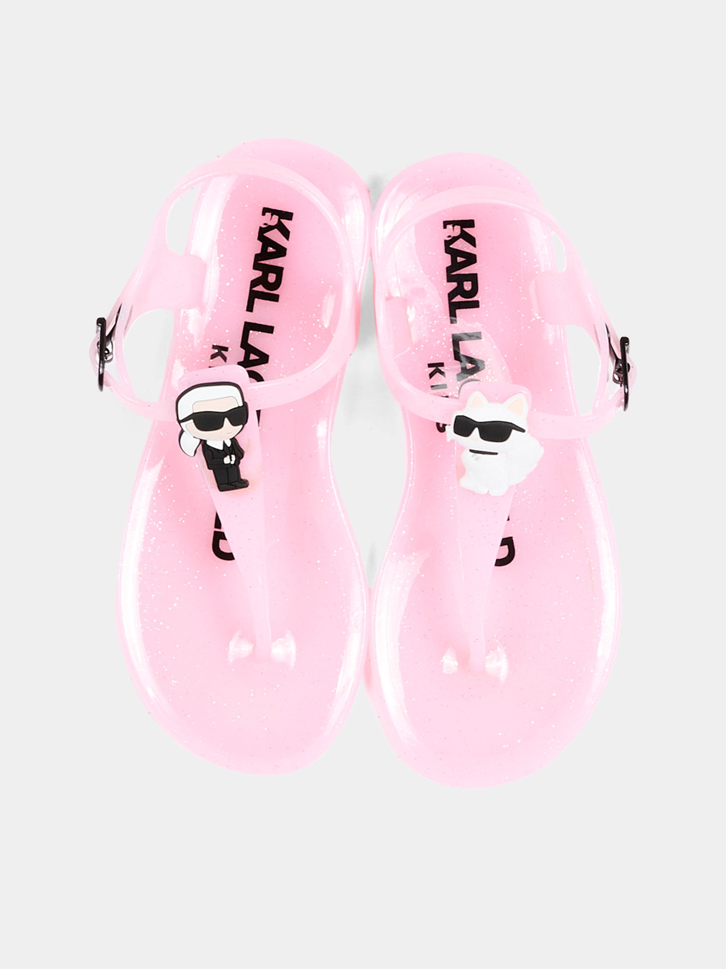 Infradito rosa per bambina con Karl e Choupette,Karl Lagerfeld Kids,Z31173 46F