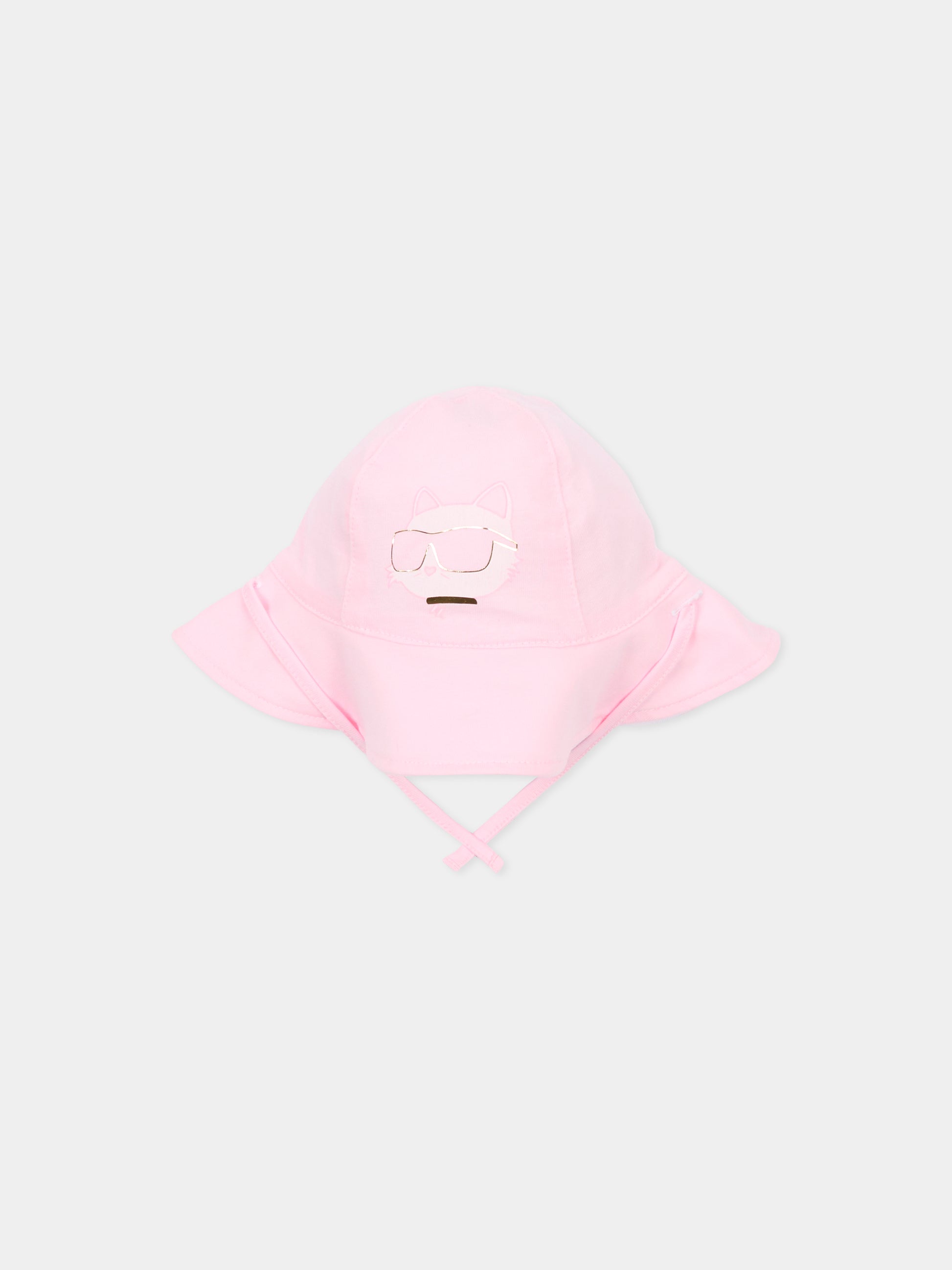 Cloche reversibile rosa per neonata con Choupette,Karl Lagerfeld Kids,Z31190 475