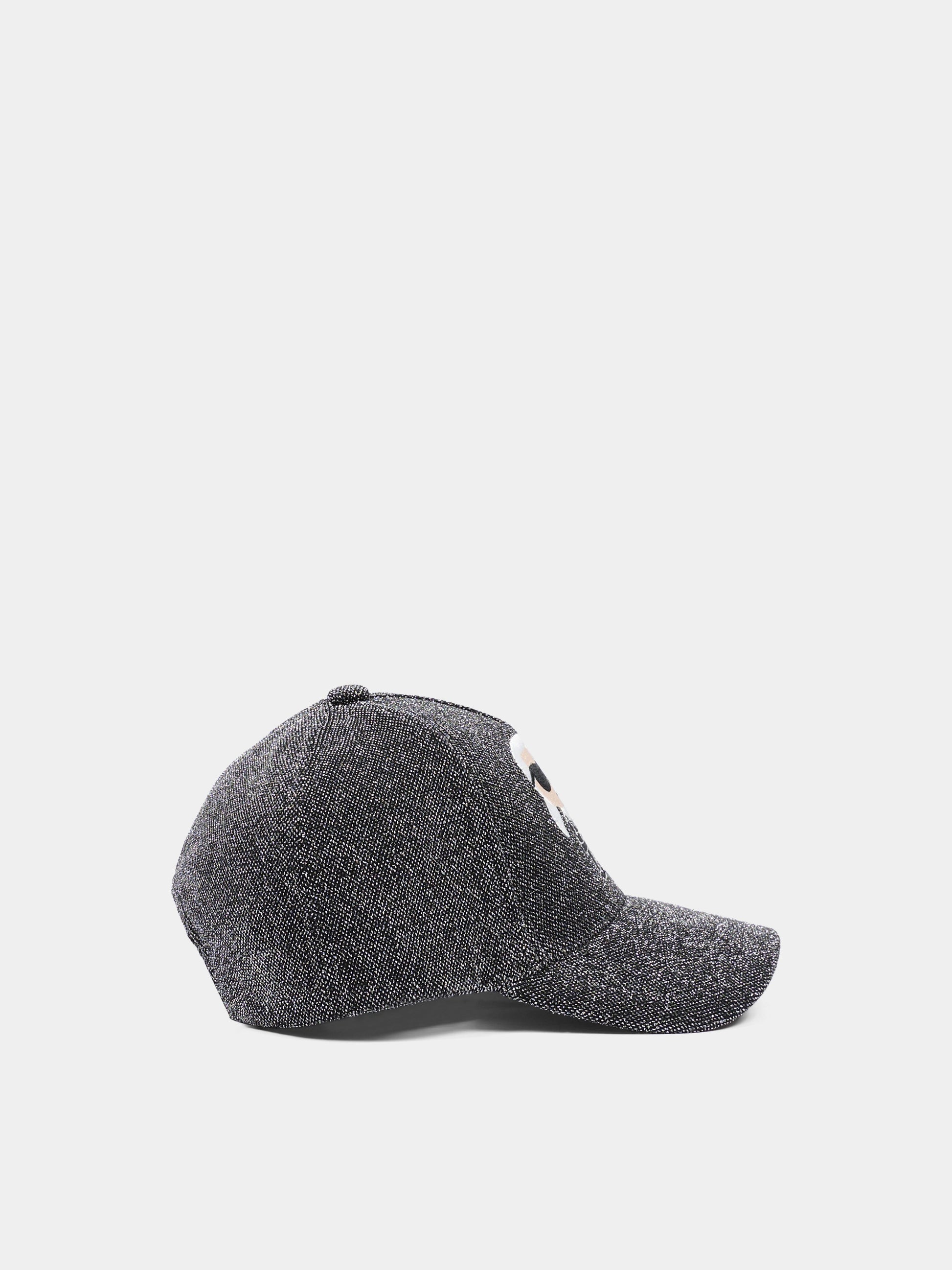 Cappello con visiera argento per bambina con Ikonik Karl & Choupette,Karl Lagerfeld Kids,Z31198 016