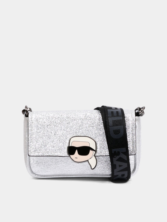 Borsa argento per bambina con Ikonik Karl,Karl Lagerfeld Kids,Z31218 016