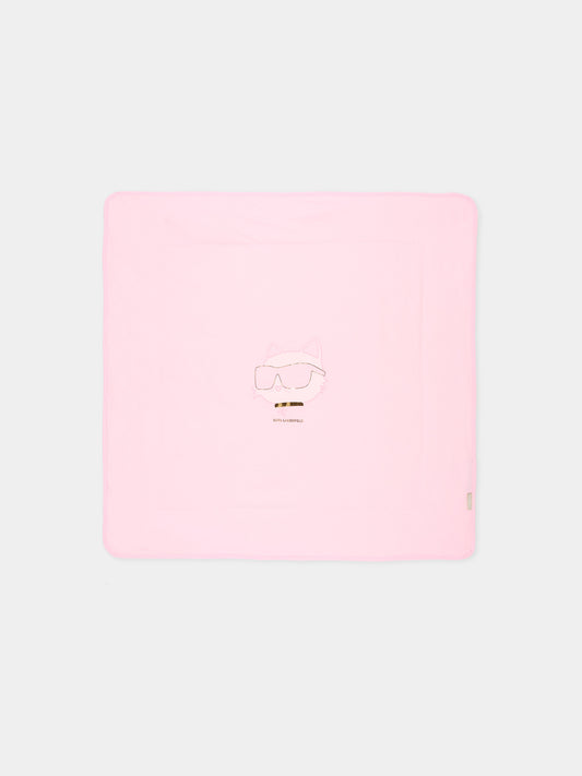 Coperta rosa per neonata con Choupette,Karl Lagerfeld Kids,Z31234 475