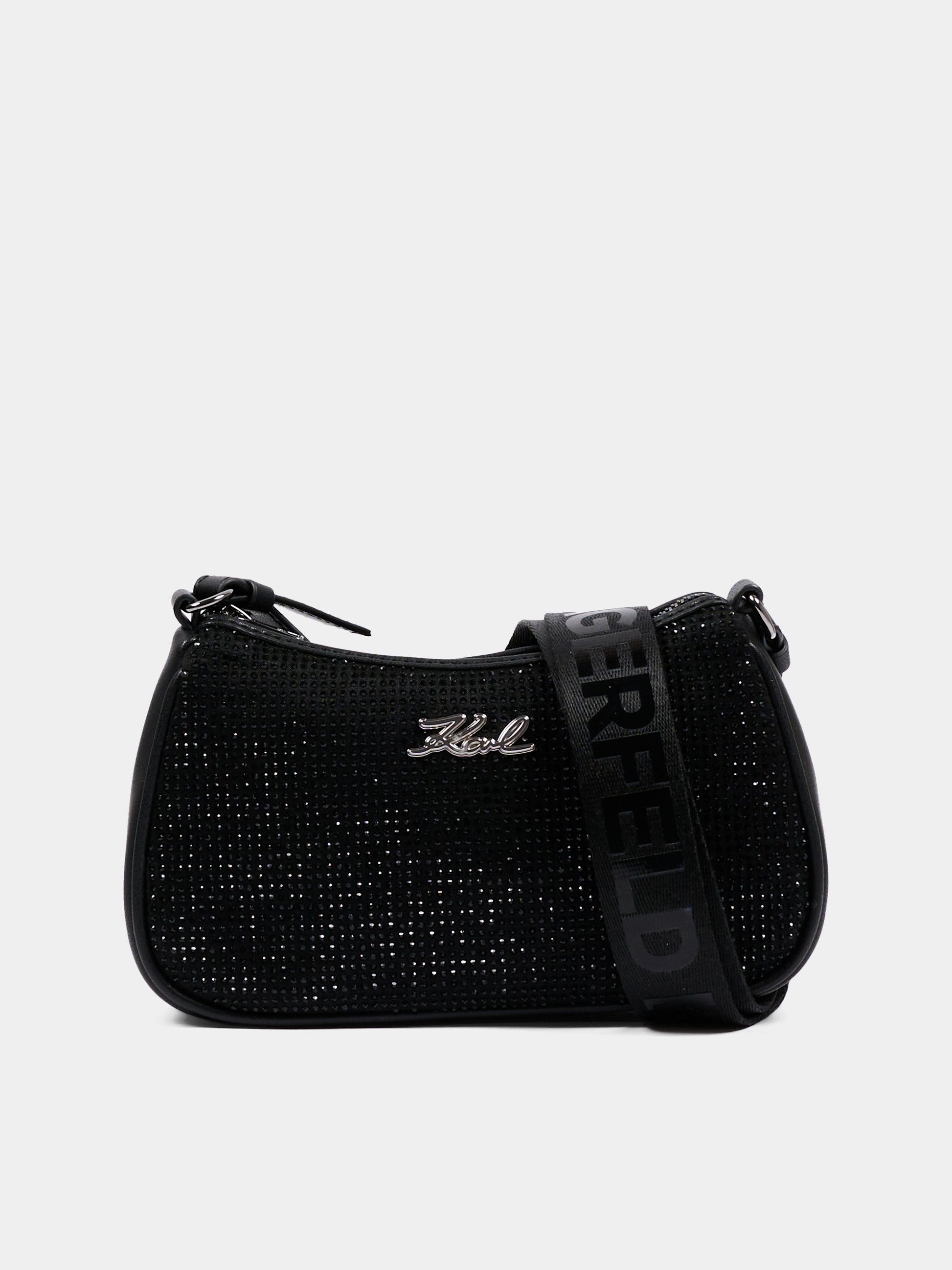 Borsa nera per bambina con strass,Karl Lagerfeld Kids,Z31240 09B