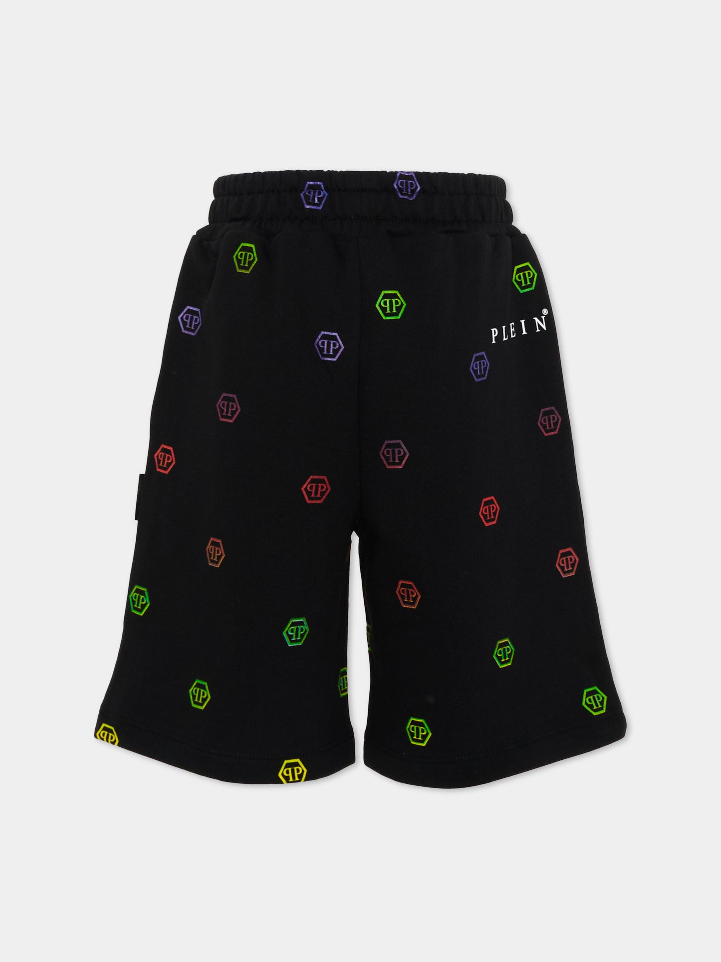 Shorts sportivi neri per bambino logati,Philipp Plein Junior,S6PHJBBE010 110