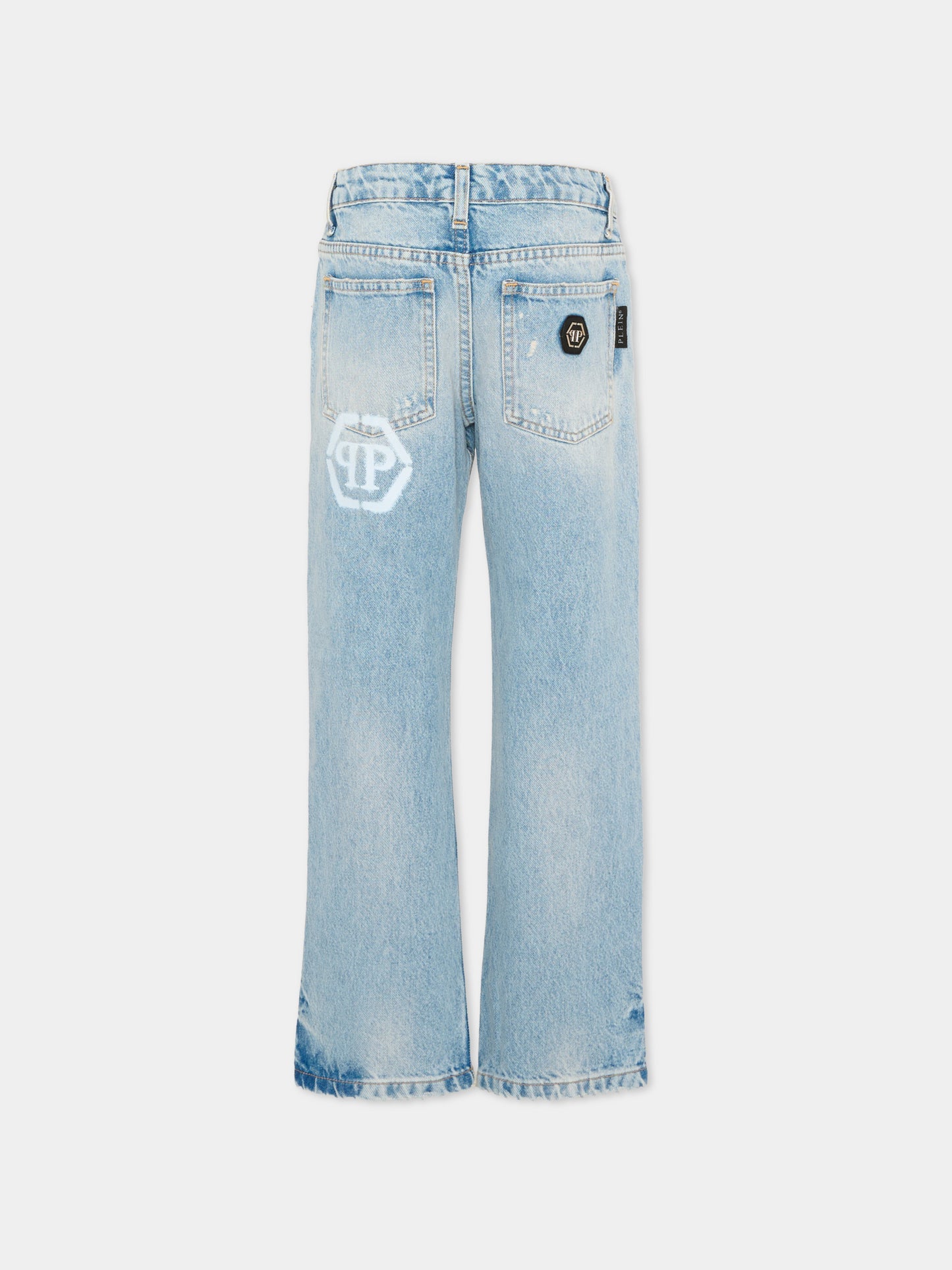 Jeans denim per bambino con logo,Philipp Plein Junior,S6PHJBDP018 126