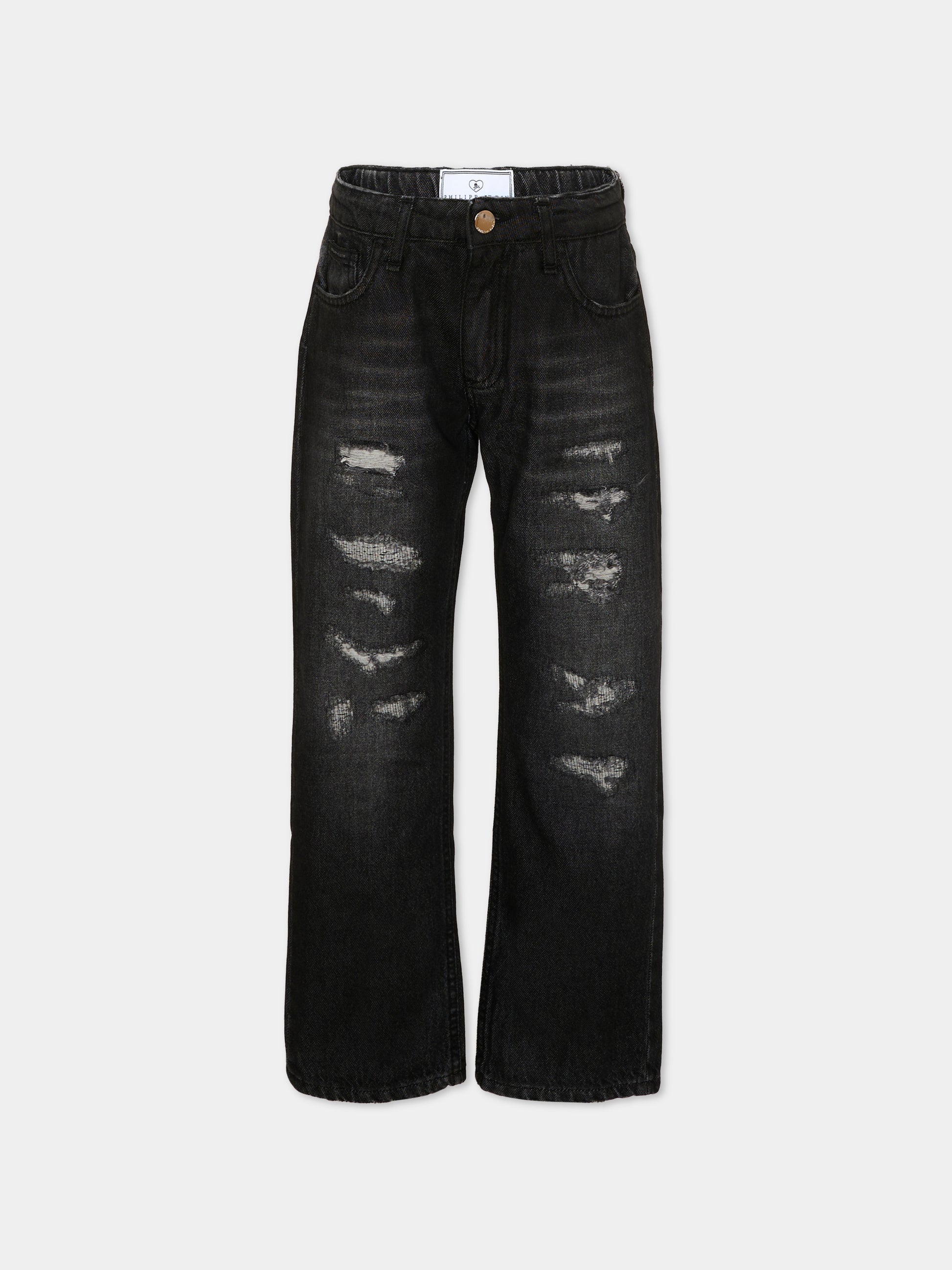Jeans nero per bambino con logo,Philipp Plein Junior,S6PHJBDP018 127