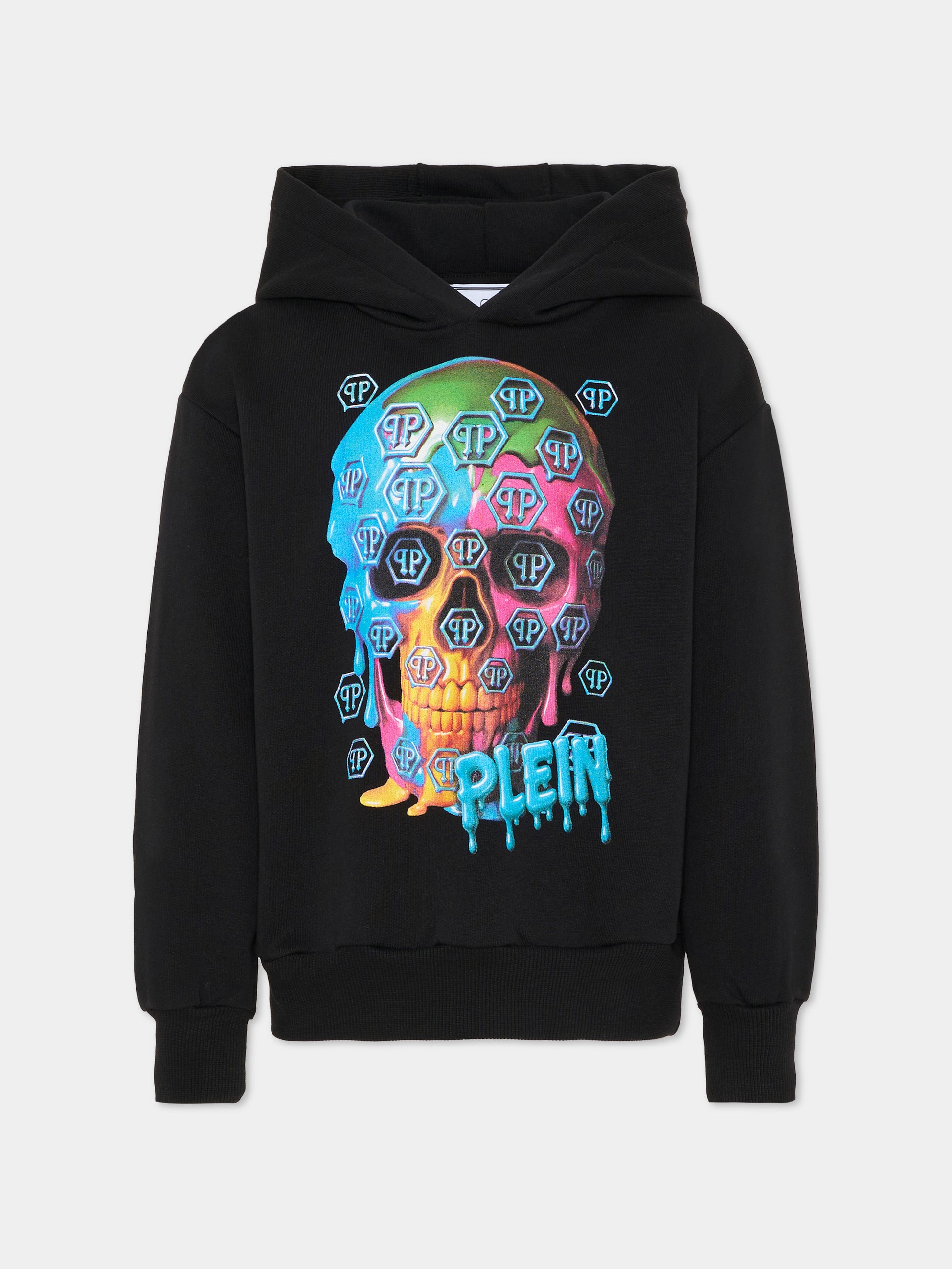 Felpa nera per bambino con teschio,Philipp Plein Junior,S6PHJBHS245 110