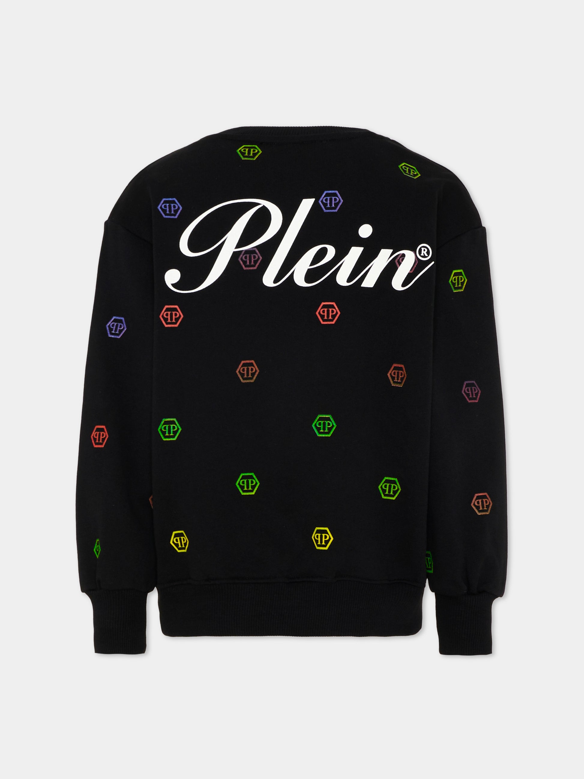 Felpa nera per bambino con monogram,Philipp Plein Junior,S6PHJBSW009 110
