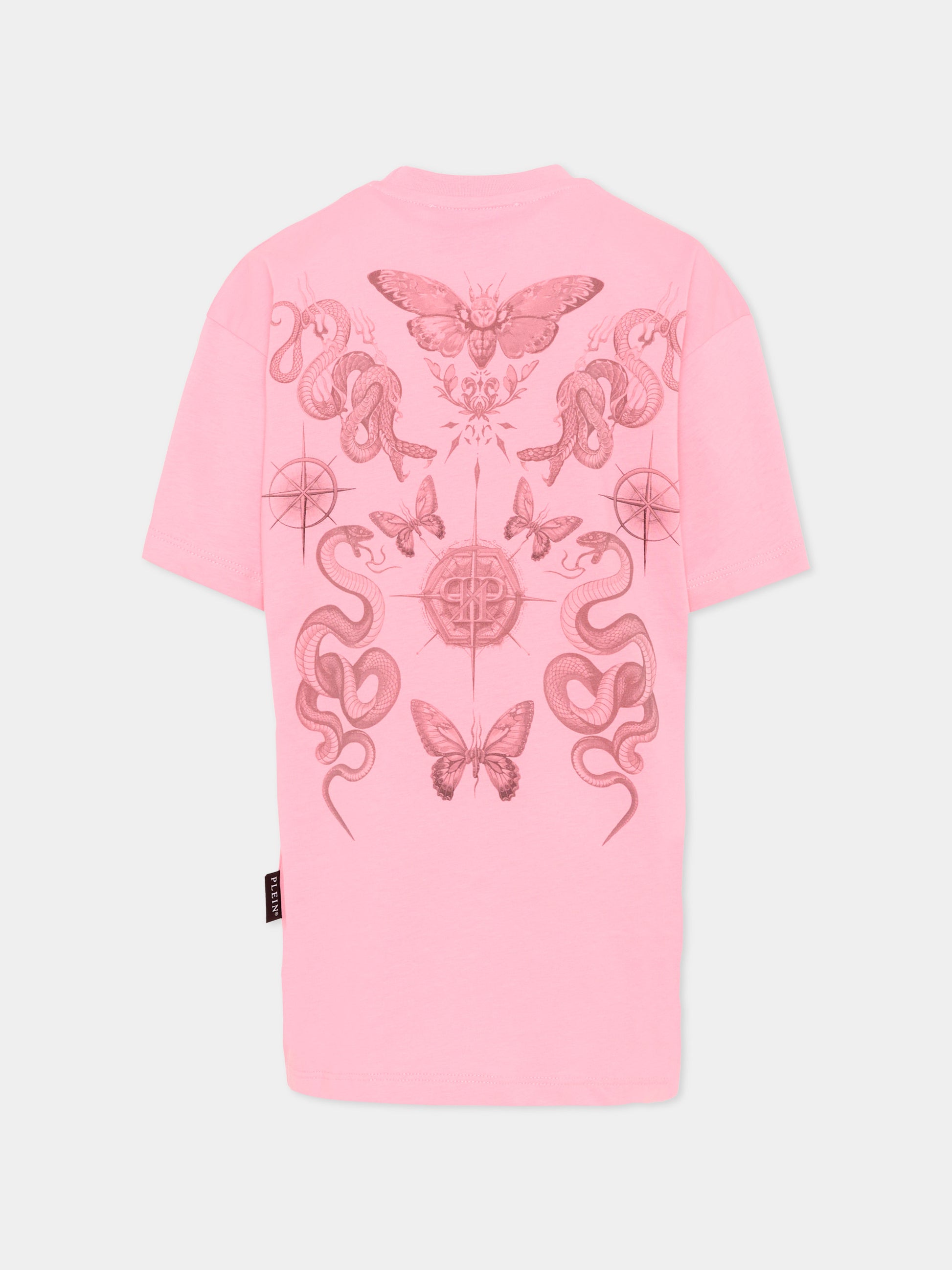 Vestito rosa per bambina con logo strass,Philipp Plein Junior,S6PHJGDR223 042