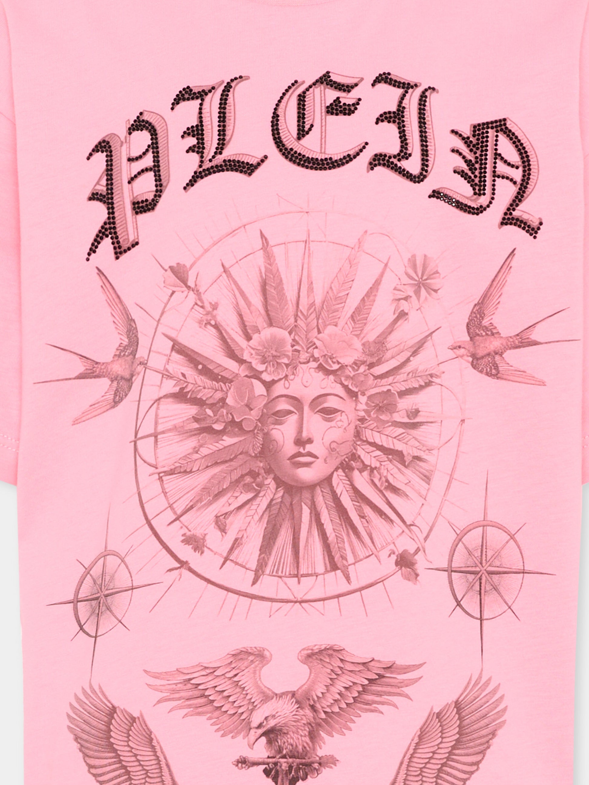 Vestito rosa per bambina con logo strass,Philipp Plein Junior,S6PHJGDR223 042