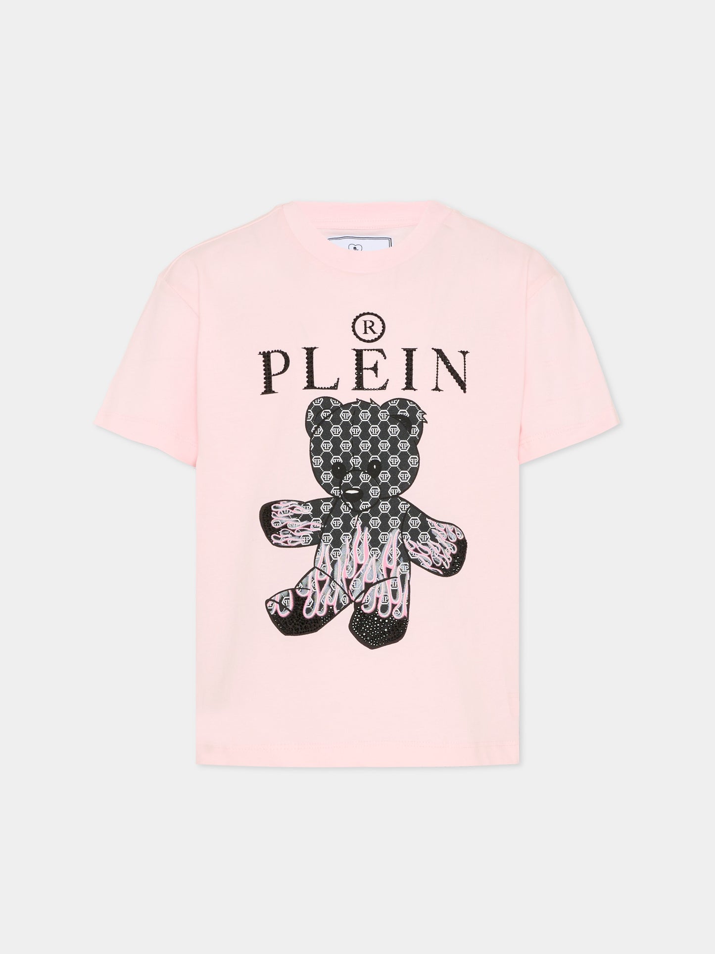 T-shirt rosa per bambina con orsetto,Philipp Plein Junior,S6PHJGTH162 042