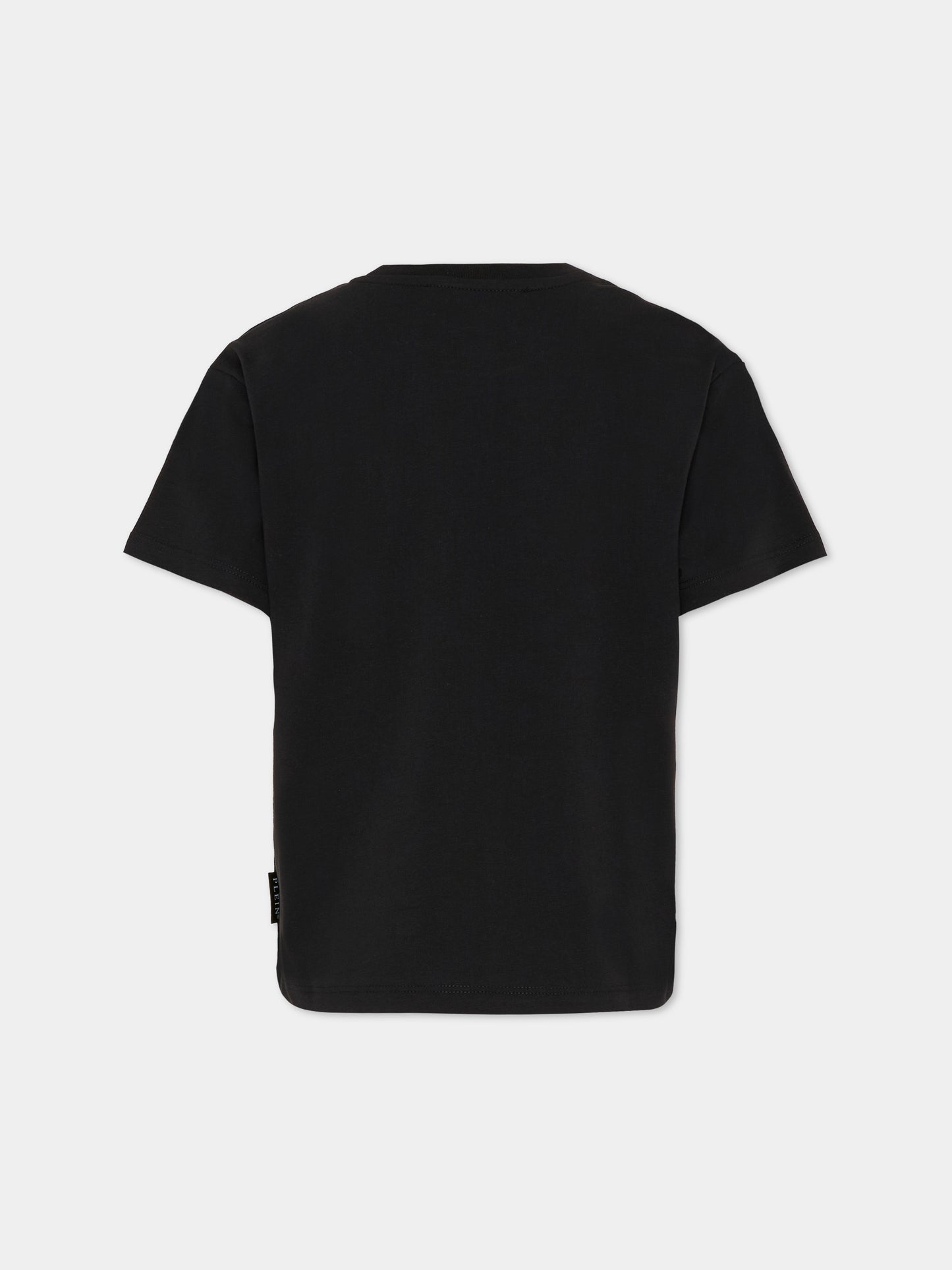 T-shirt nera per bambina con logo di strass,Philipp Plein Junior,S6PHJGTH216 110