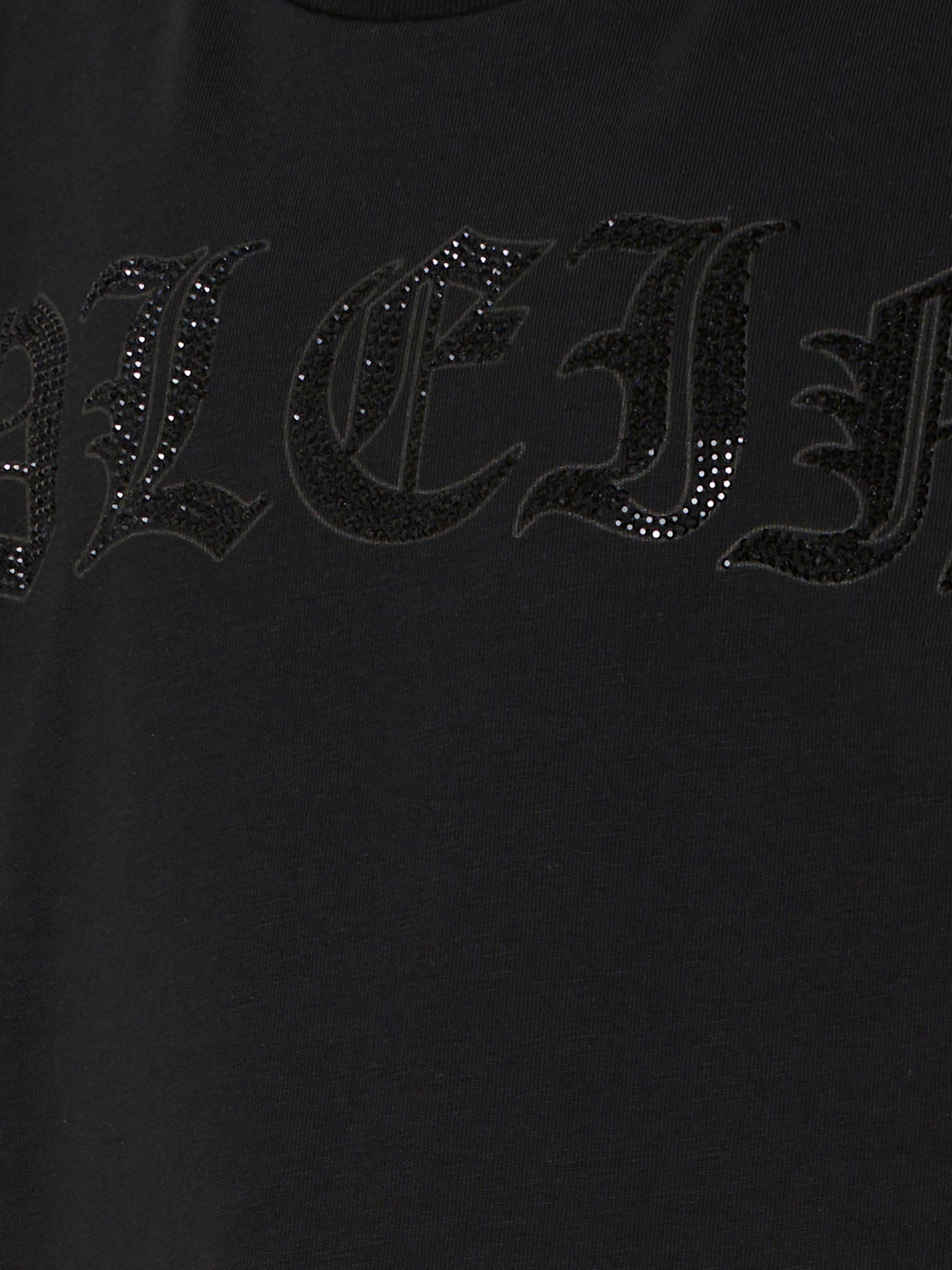 T-shirt nera per bambina con logo di strass,Philipp Plein Junior,S6PHJGTH216 110